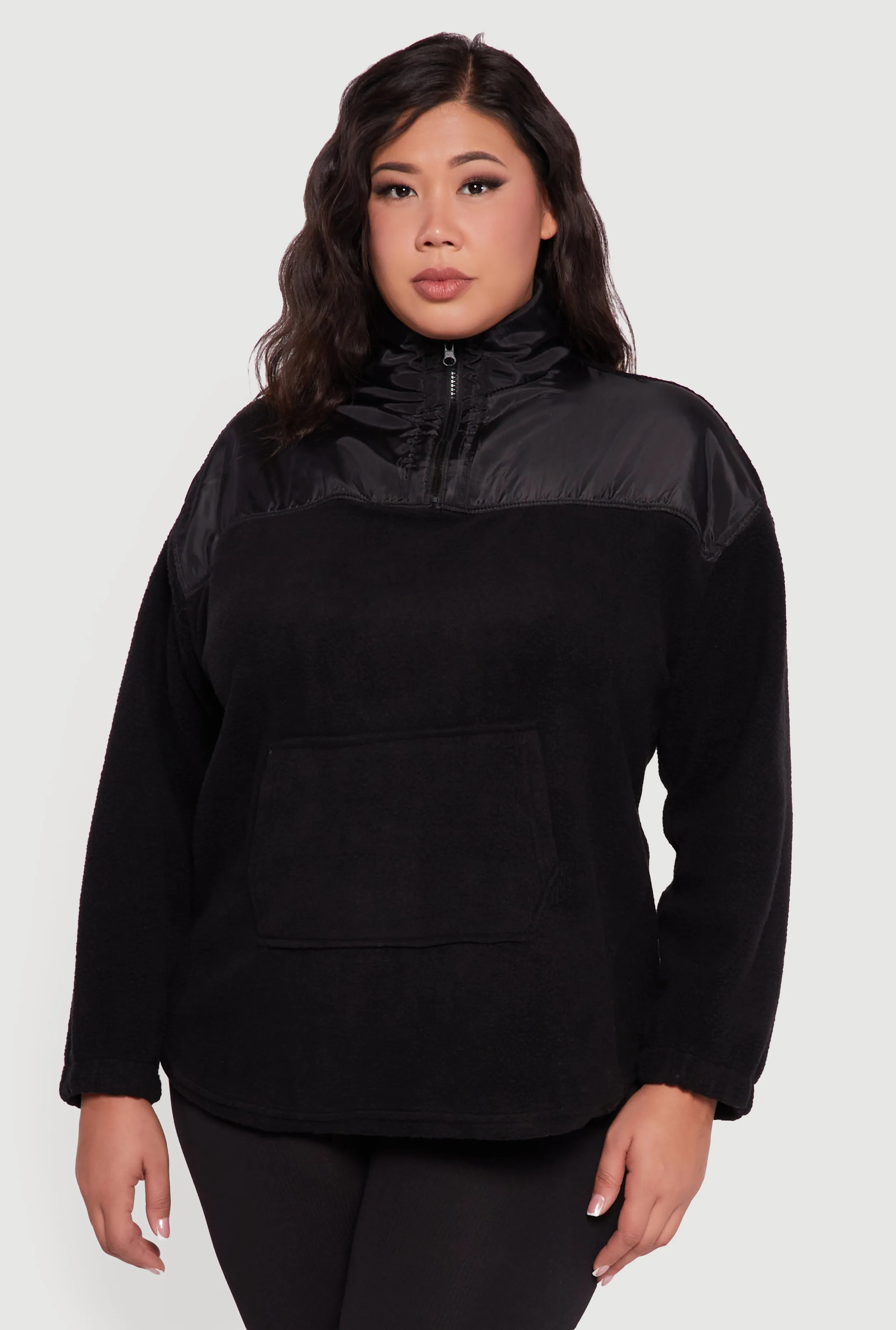 Plus Size Sherpa Pullover Sweatshirt with Kangaroo Pocket sold by Rainbow product image thumbnail 2