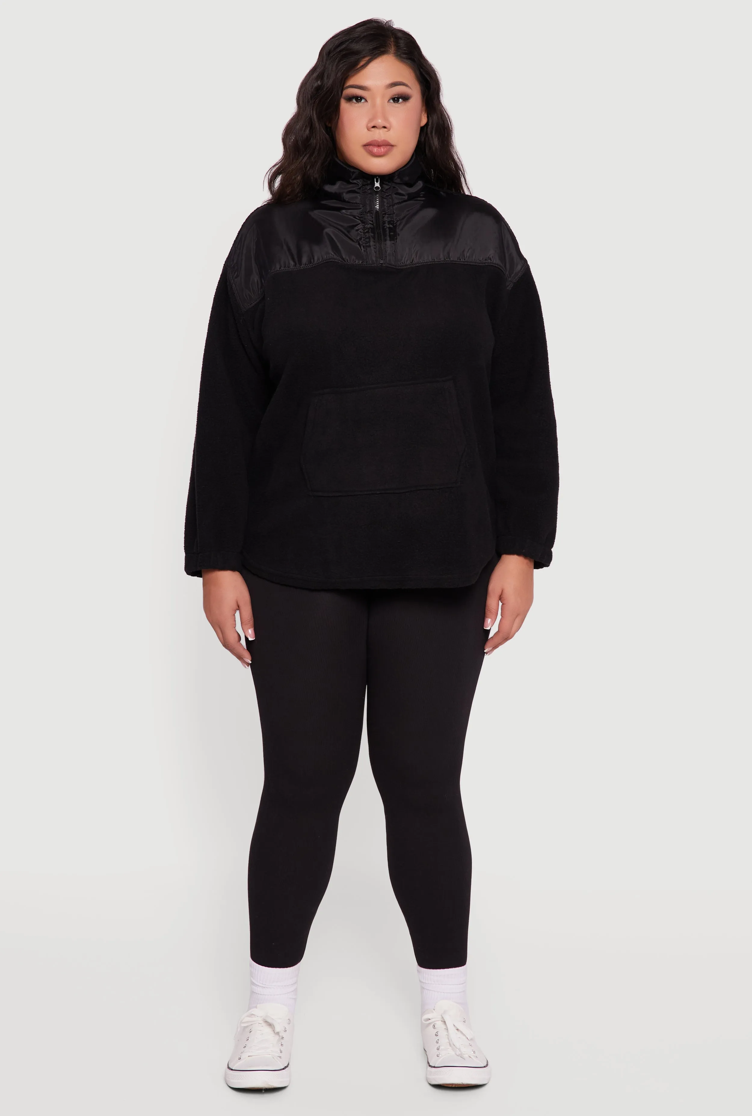 Plus Size Sherpa Pullover Sweatshirt with Kangaroo Pocket sold by Rainbow product image thumbnail 3