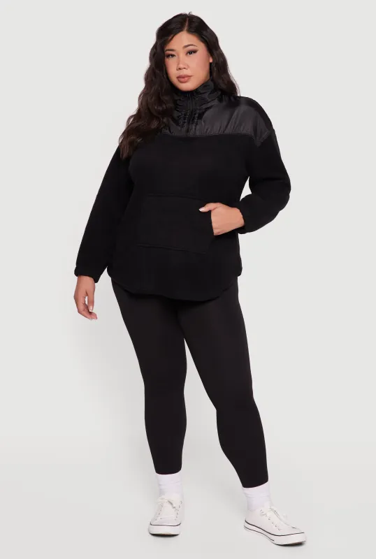 Plus Size Sherpa Pullover Sweatshirt with Kangaroo Pocket sold by Rainbow