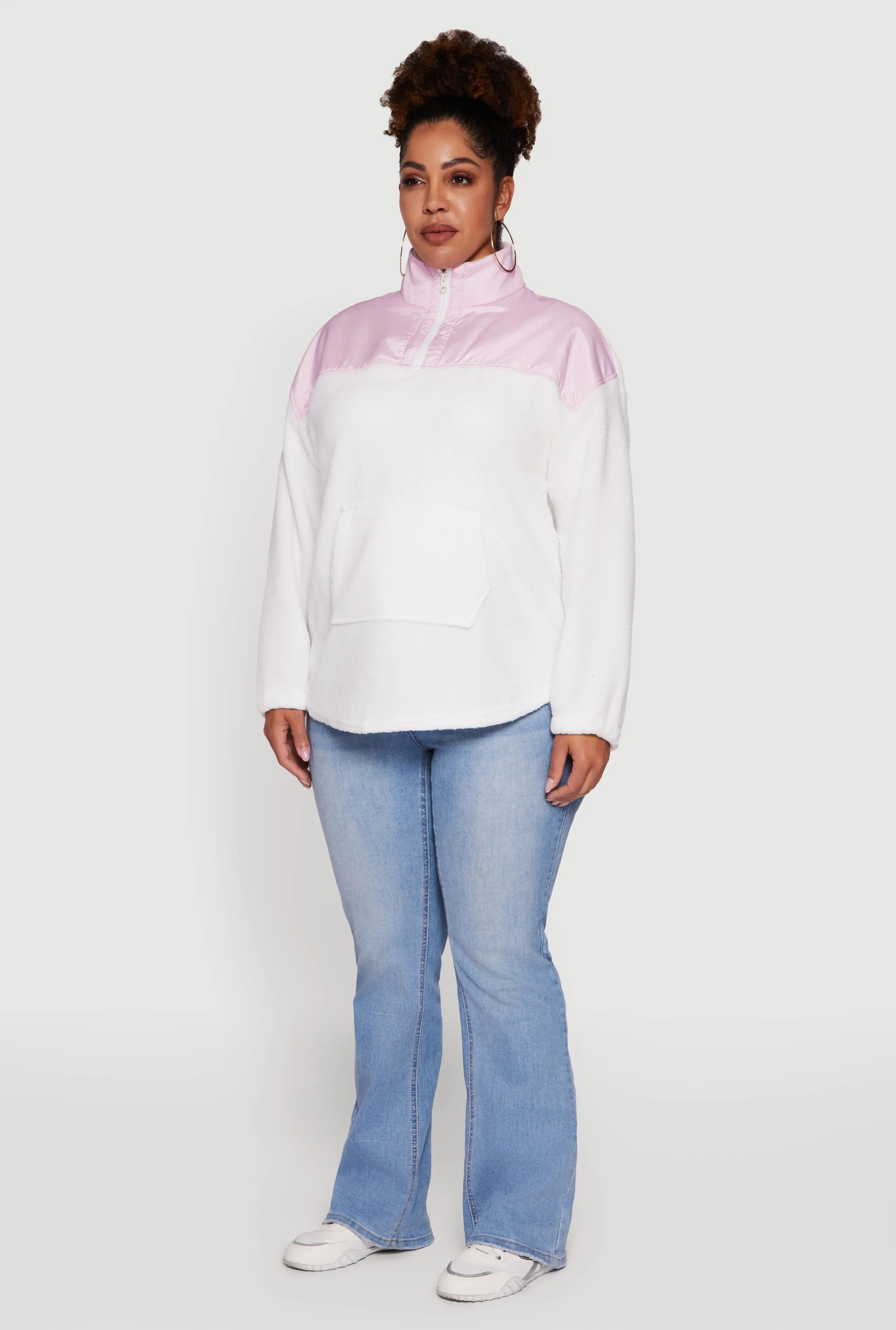 Plus Size Sherpa Pullover Sweatshirt with Kangaroo Pocket sold by Rainbow product image thumbnail 5