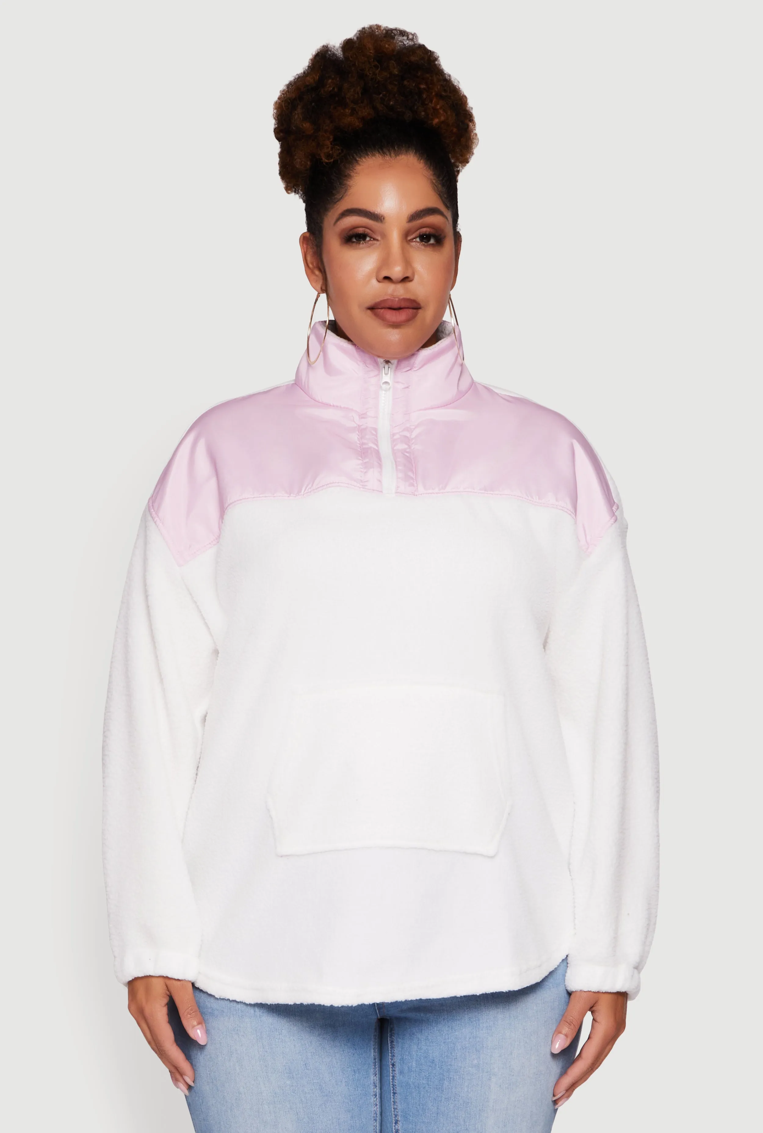 Plus Size Sherpa Pullover Sweatshirt with Kangaroo Pocket sold by Rainbow product image thumbnail 2