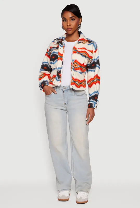Sherpa Lined Aztec Pattern Fleece Jacket sold by Rainbow