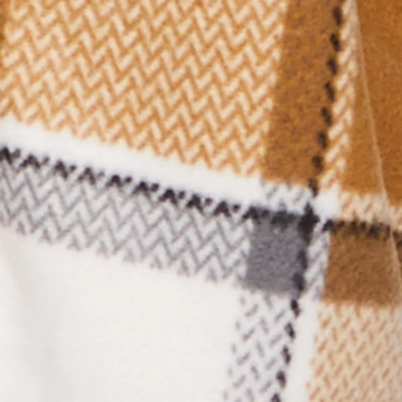 Plaid Sherpa Lined Fleece Button Front Long Shacket sold by Rainbow product image thumbnail 4