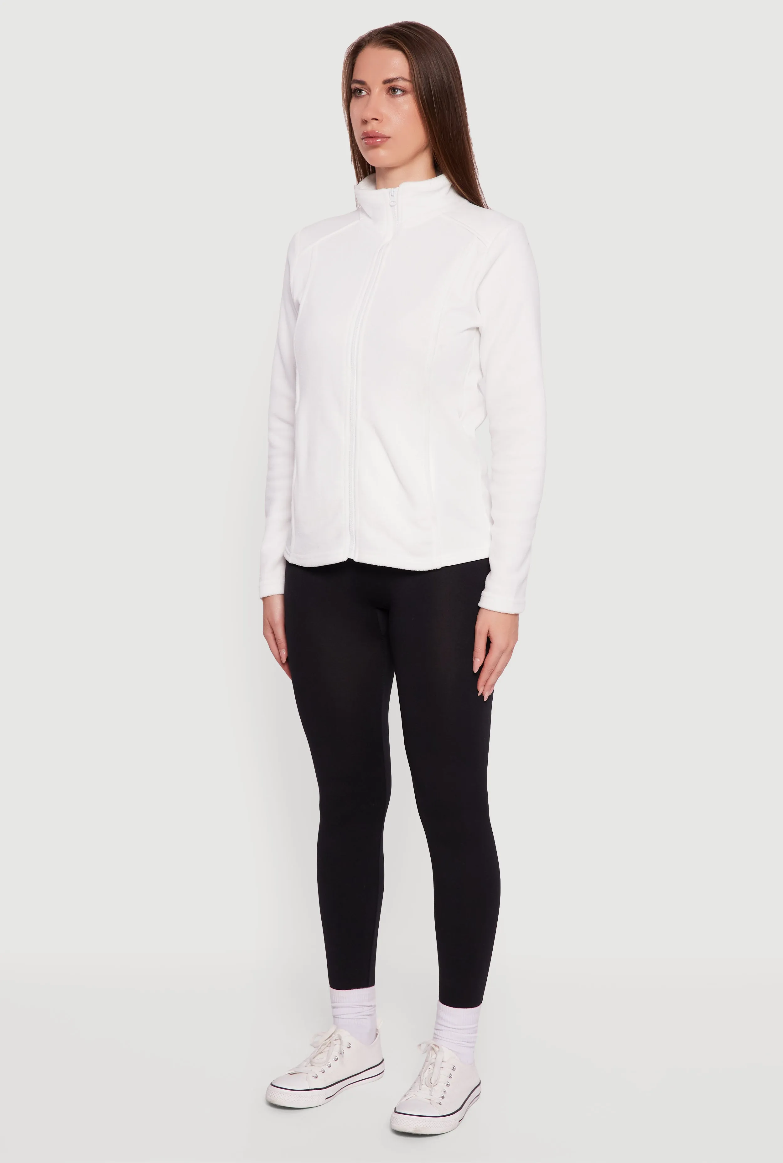 Fleece Zip Front Mock Neck Long Sleeve Jacket sold by Rainbow product image thumbnail 5