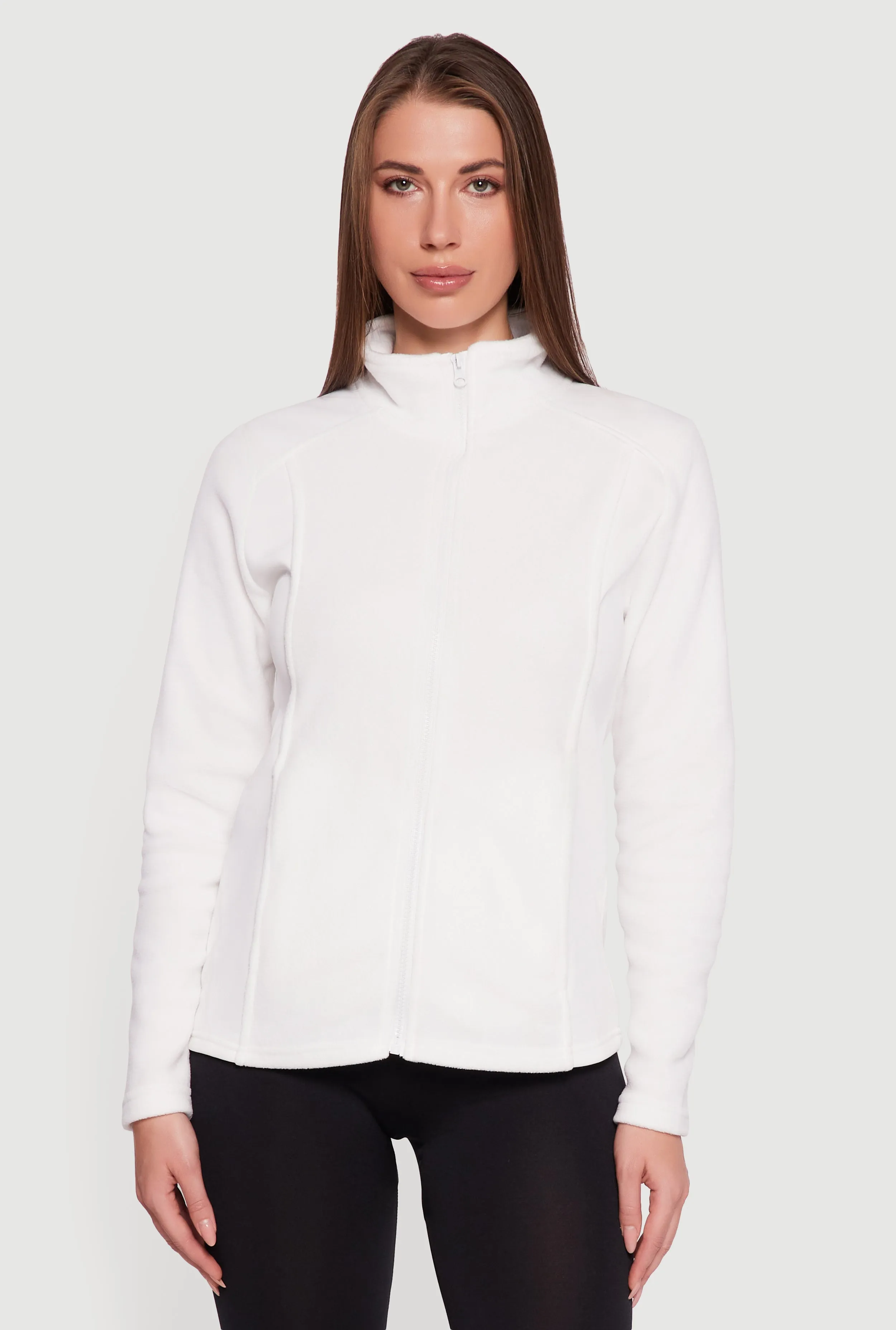 Fleece Zip Front Mock Neck Long Sleeve Jacket sold by Rainbow product image thumbnail 2