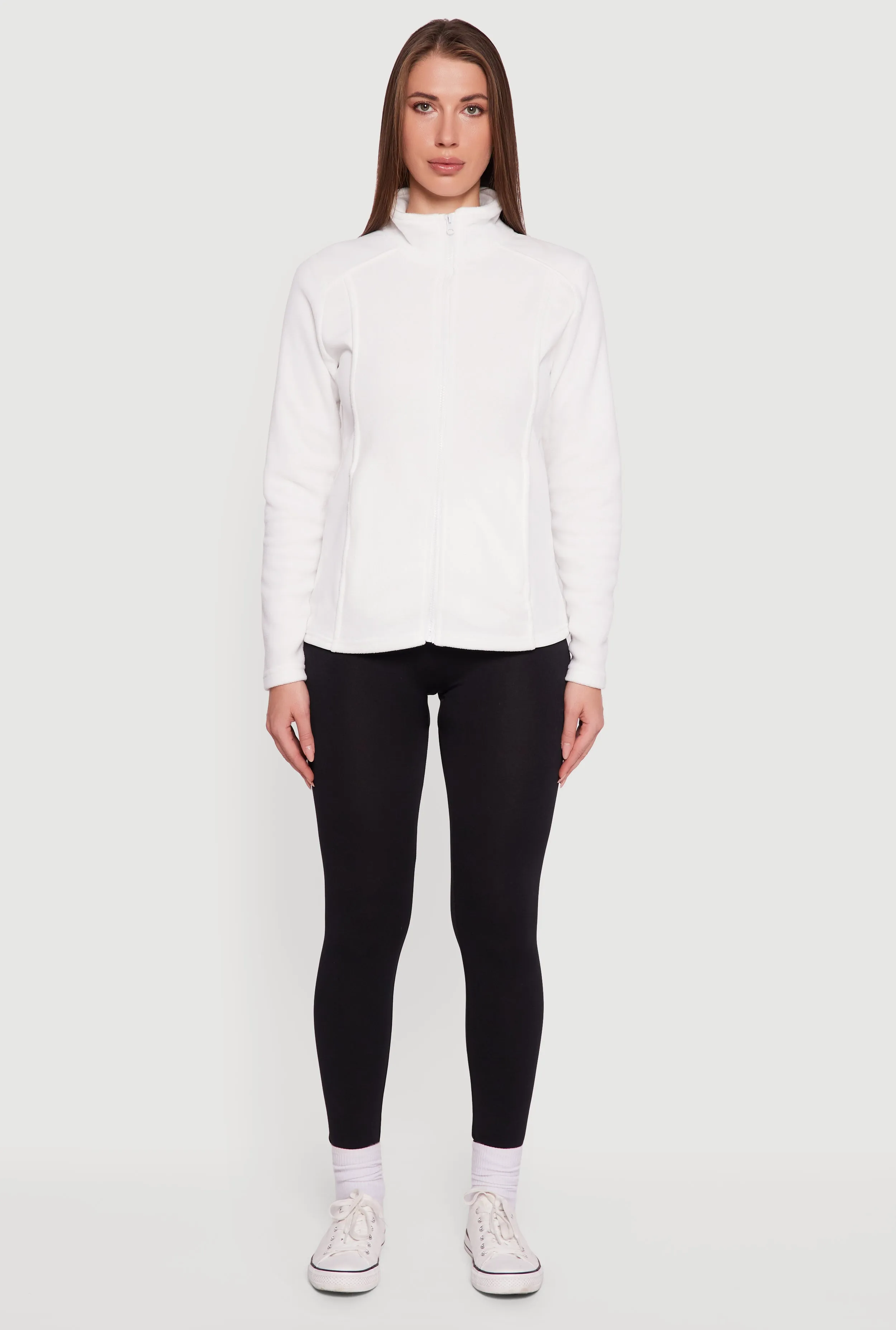 Fleece Zip Front Mock Neck Long Sleeve Jacket sold by Rainbow product image thumbnail 3