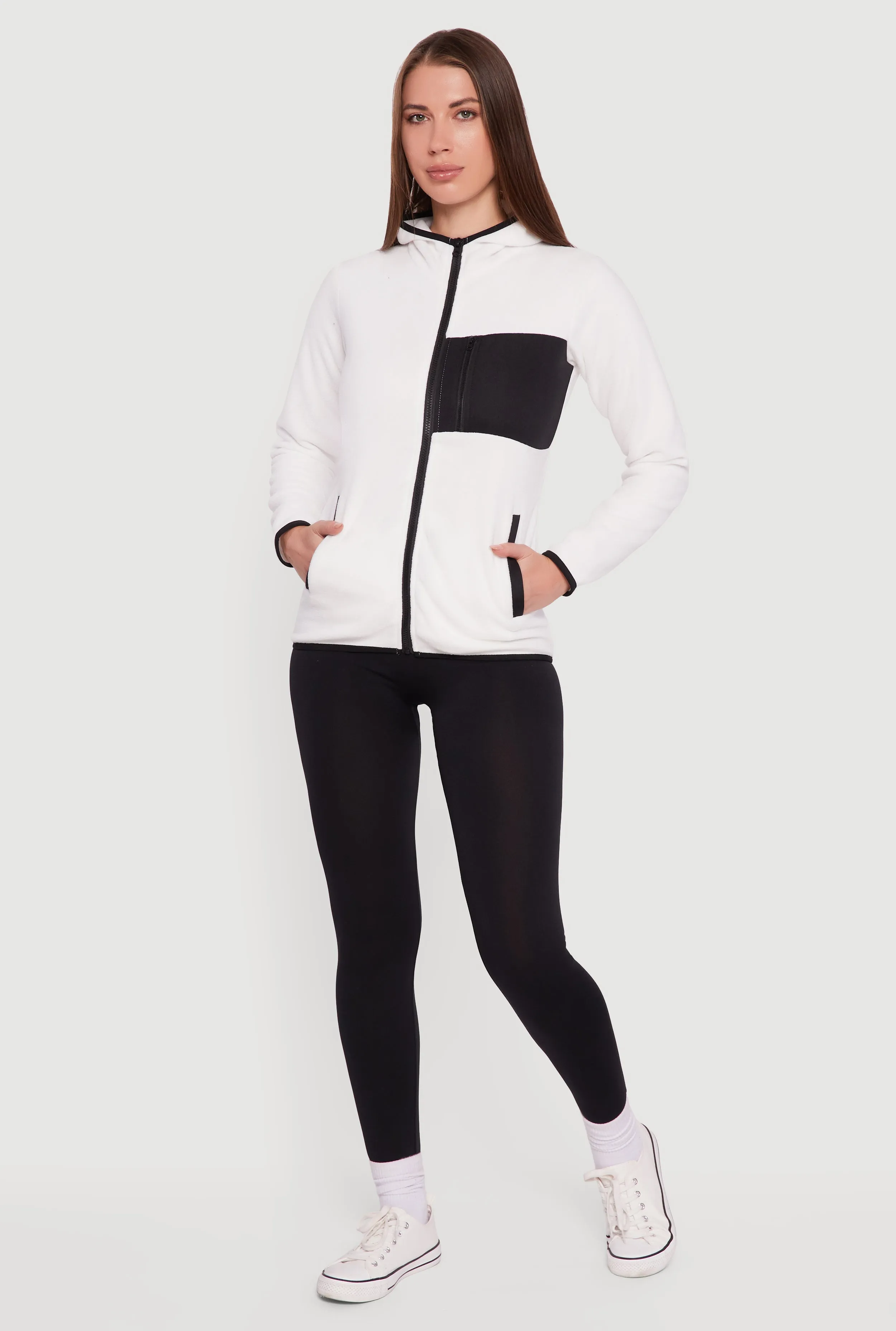 Fleece Long Sleeve Zip Front Hooded Jacket sold by Rainbow