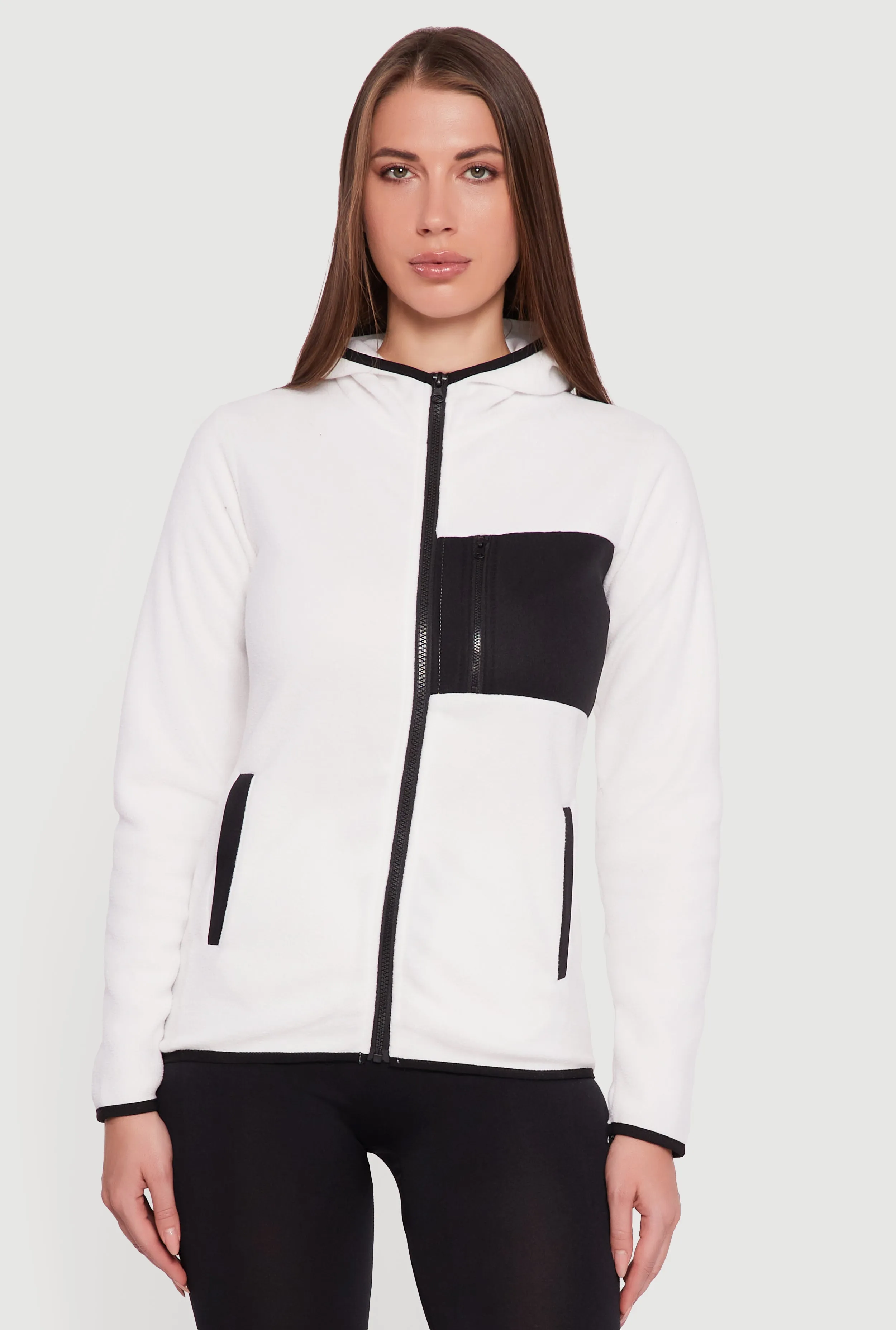 Fleece Long Sleeve Zip Front Hooded Jacket sold by Rainbow product image thumbnail 2