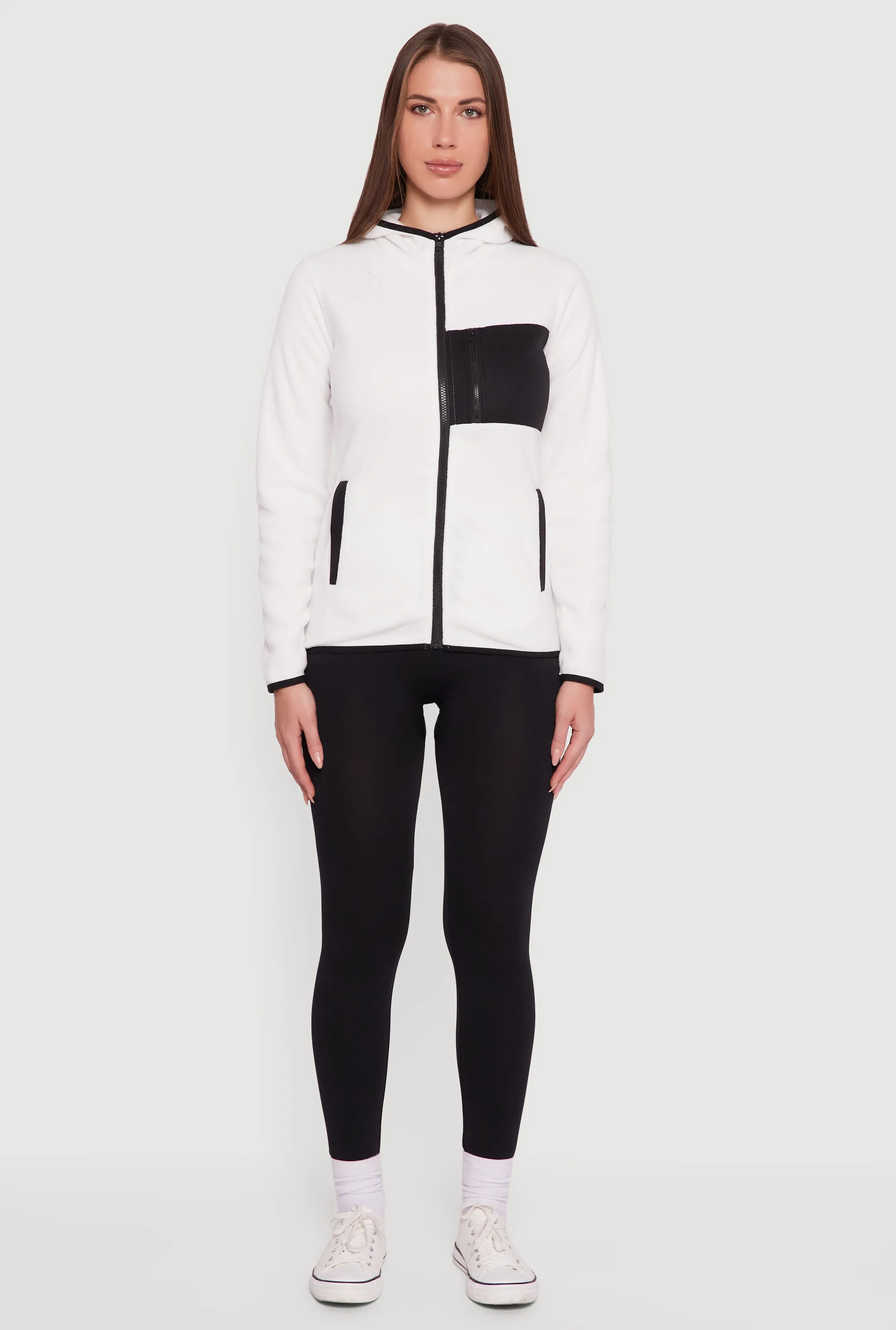 Fleece Long Sleeve Zip Front Hooded Jacket sold by Rainbow product image thumbnail 3