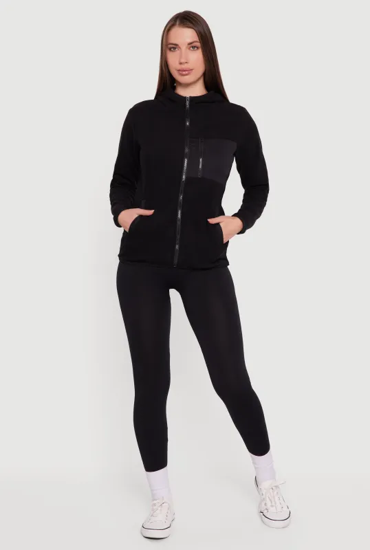 Fleece Long Sleeve Zip Front Hooded Jacket sold by Rainbow