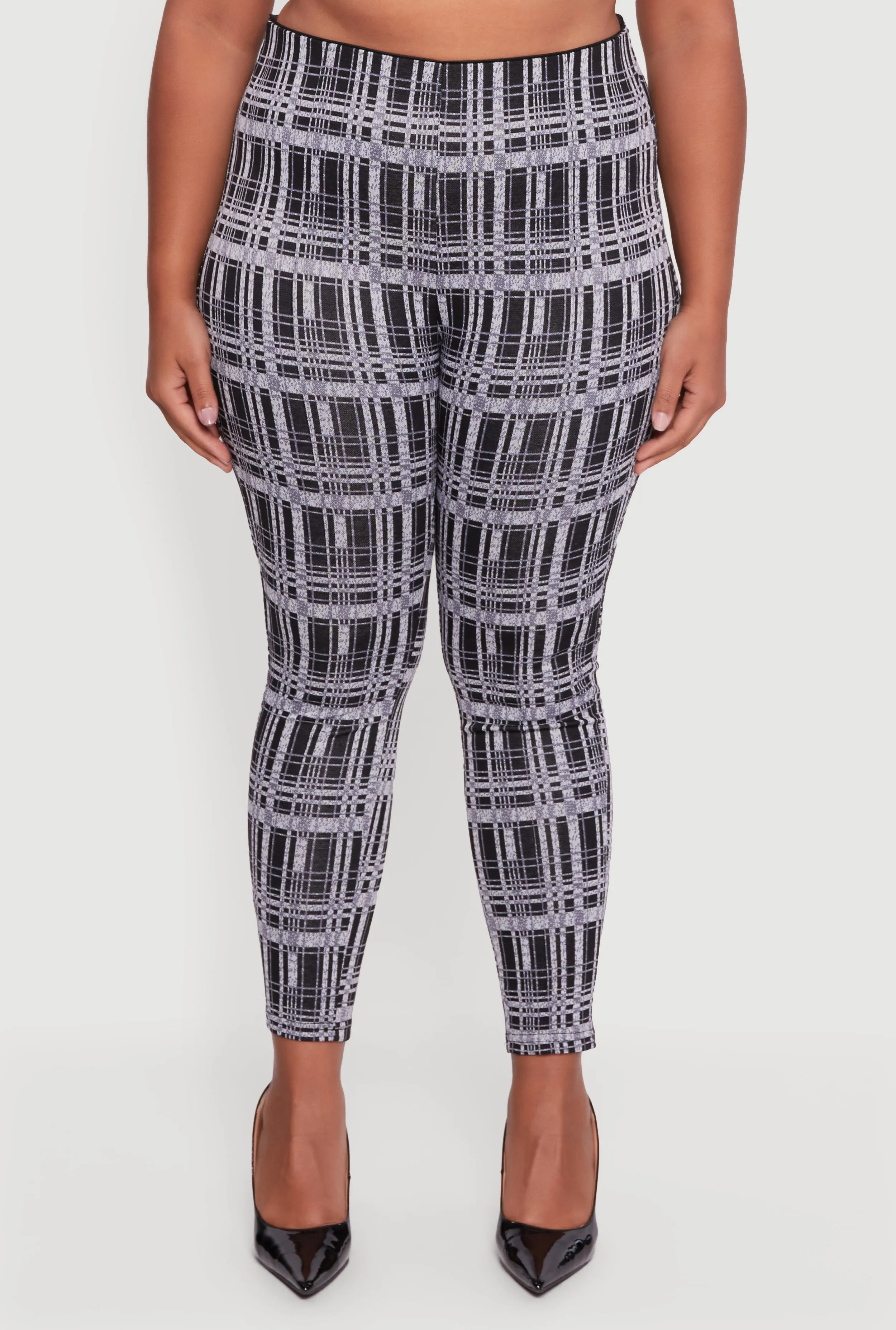 Plus Size High Waisted Plaid Skinny Pull On Pants sold by Rainbow product image thumbnail 5