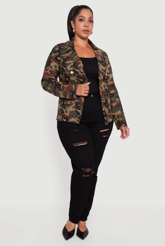Plus Size Camouflage Blazer sold by Rainbow