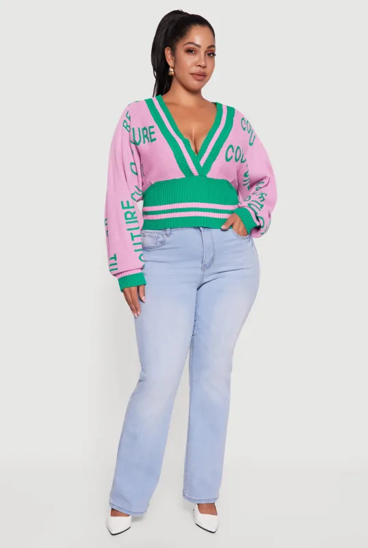 Plus Size Couture V-Neck Sweater sold by Rainbow
