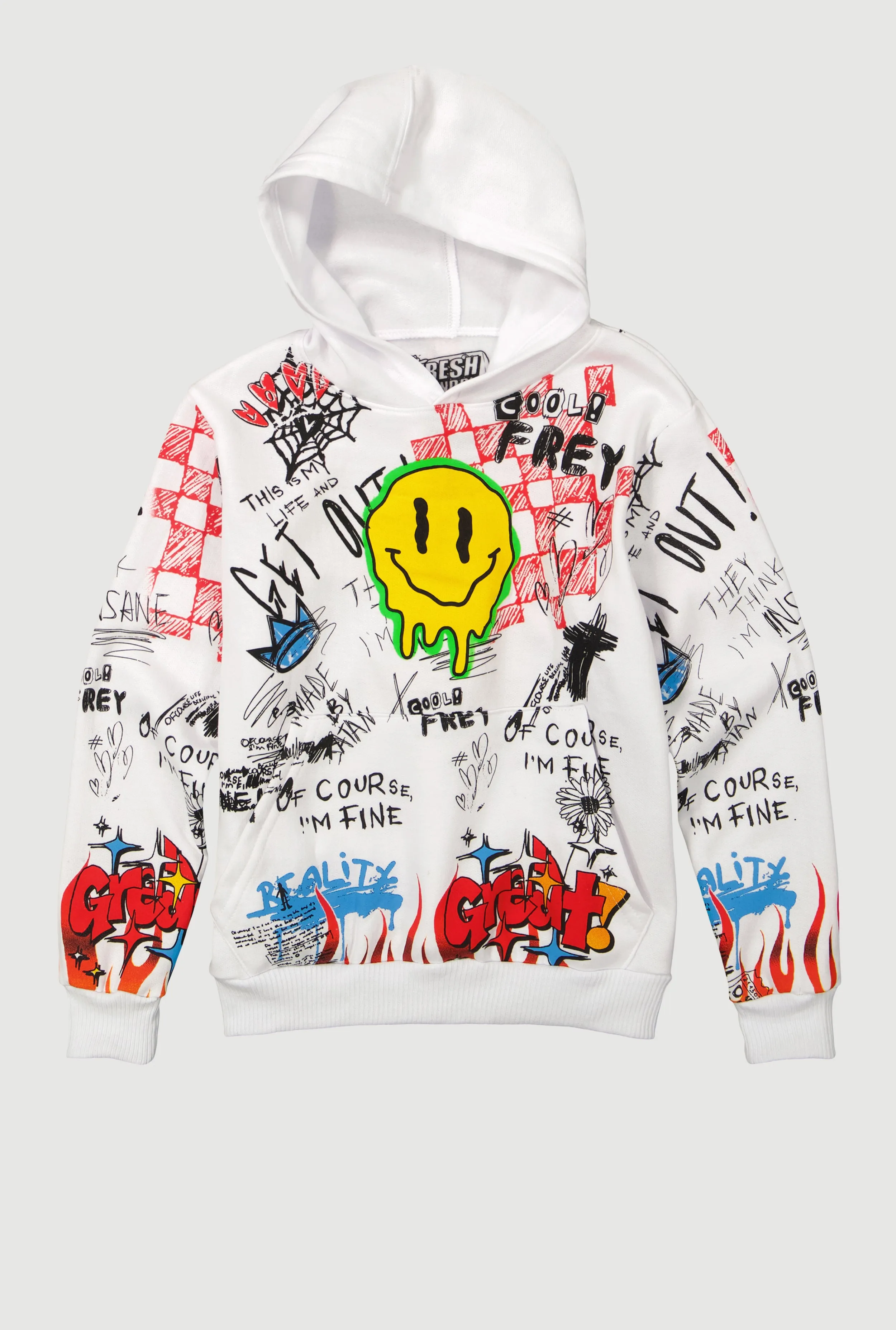 Boys Graffiti Drip Smiley Face Graphic Hoodie sold by Rainbow product image thumbnail 2