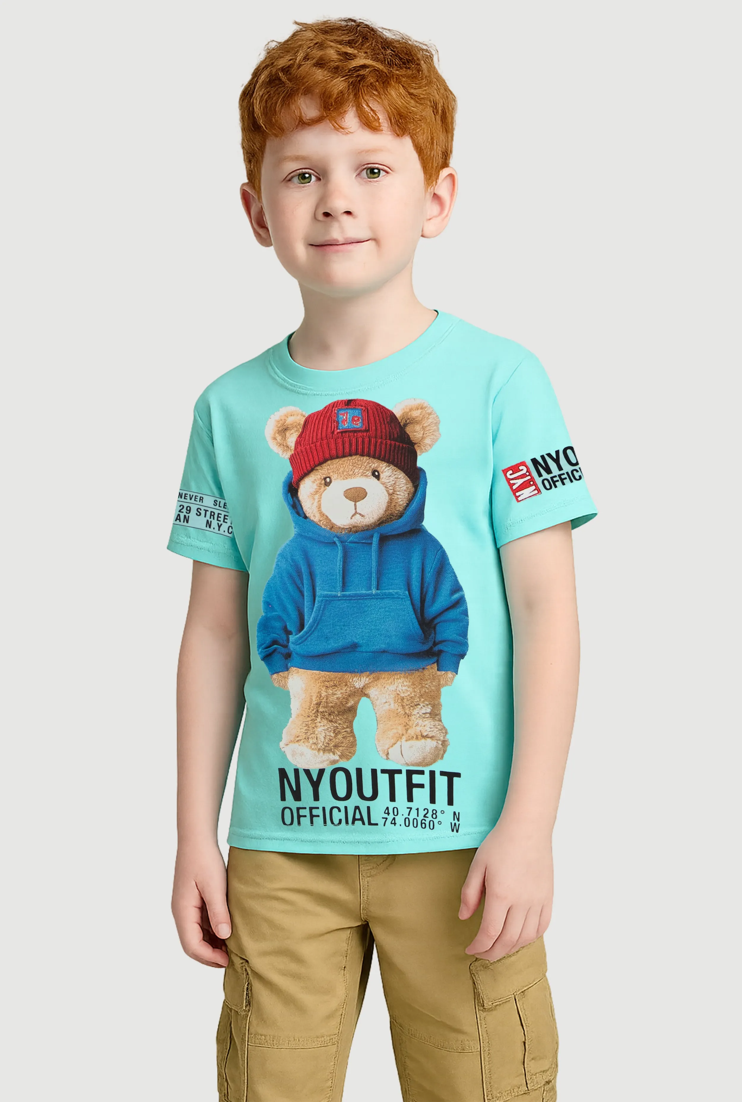 Little Boys NYC Outfit Bear Graphic Tee sold by Rainbow