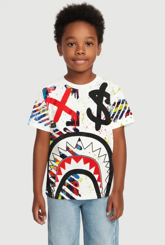 Little Boys Sharkbite Mouth Graphic Tee sold by Rainbow