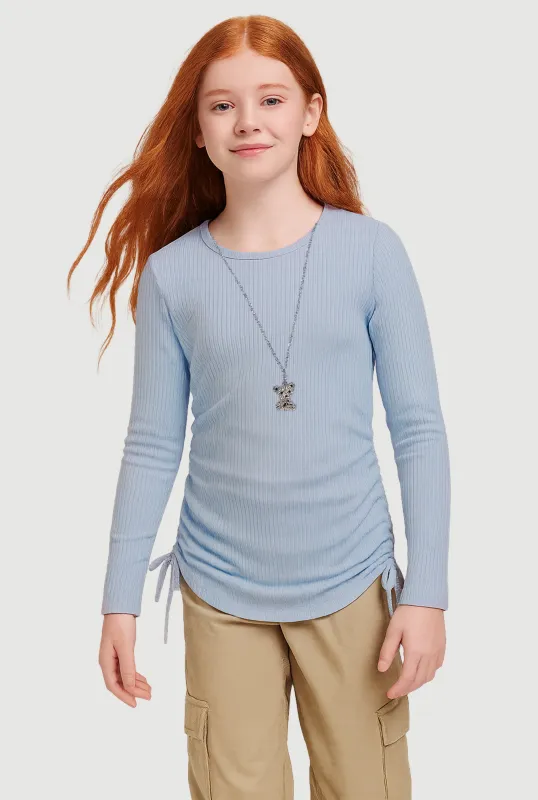 Girls Shadow Stripe Top with Rhinestone Teddy Necklace sold by Rainbow