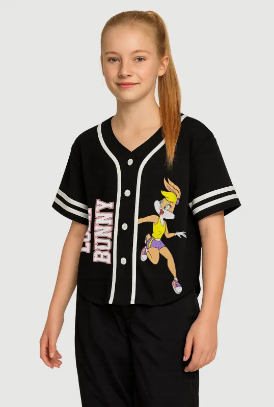 Girls Looney Tunes Lola Bunny Graphic Baseball Jersey sold by Rainbow