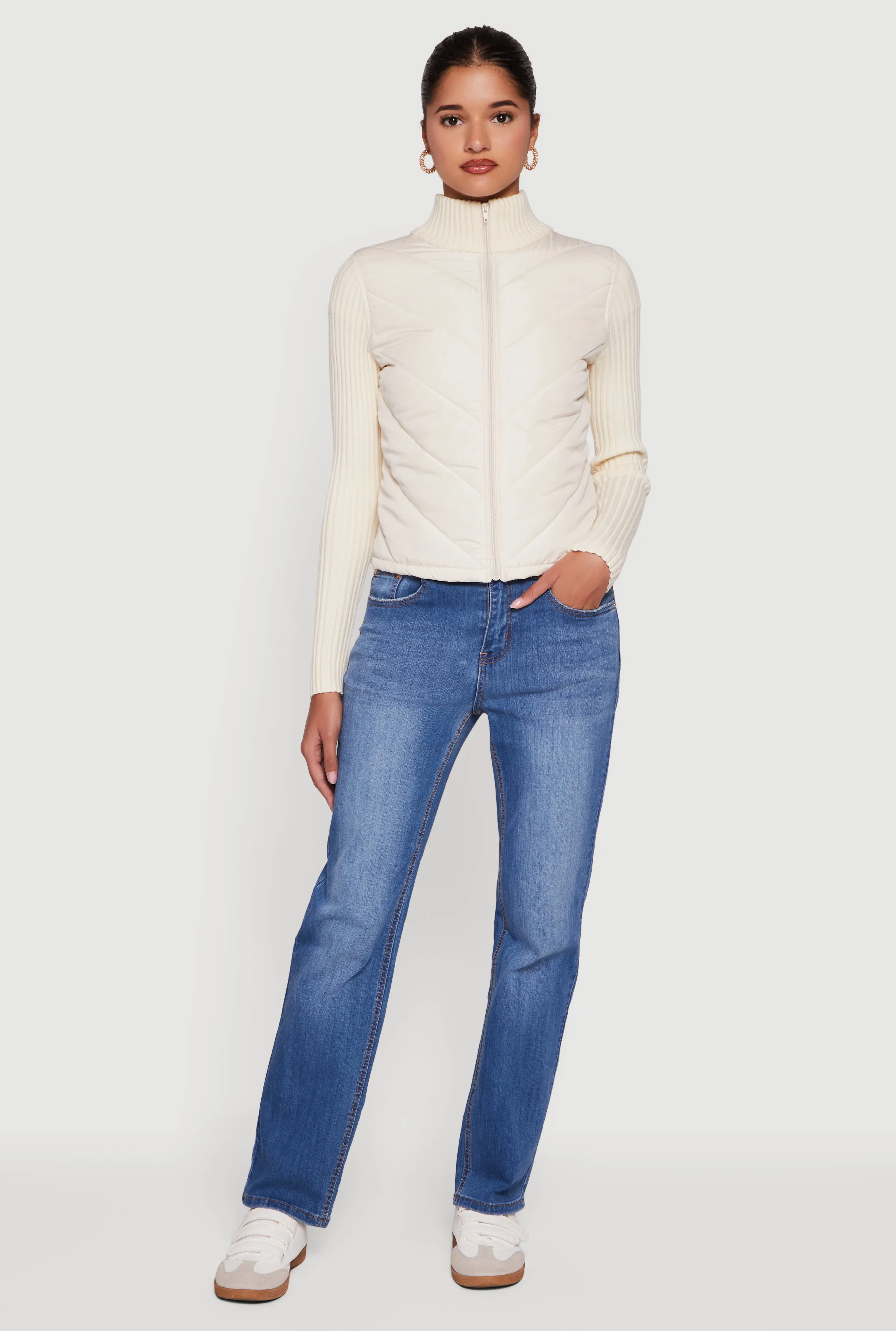 Quilted Puffer Jacket with Ribbed Knit Sleeves sold by Rainbow product image thumbnail 2