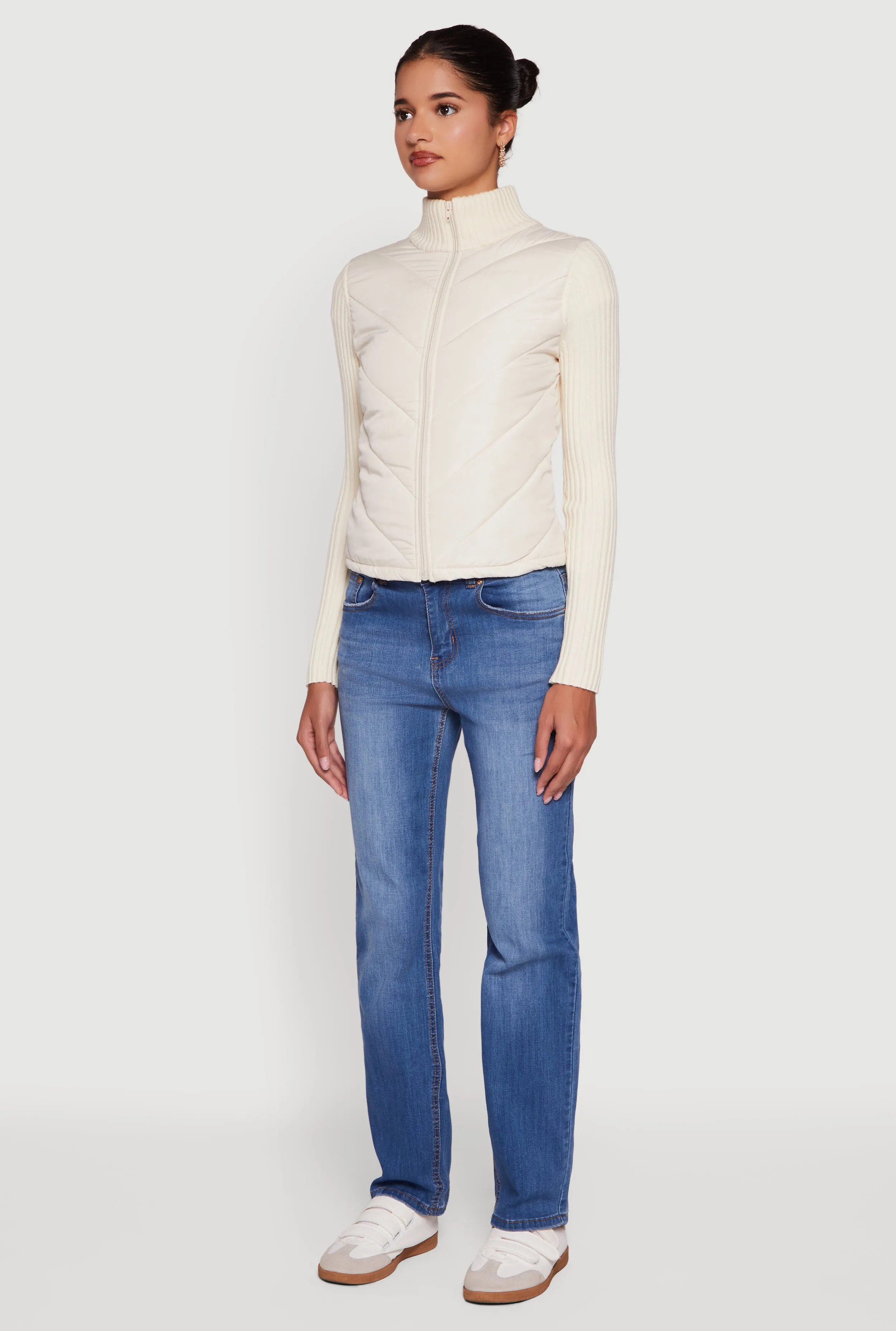 Quilted Puffer Jacket with Ribbed Knit Sleeves sold by Rainbow product image thumbnail 5