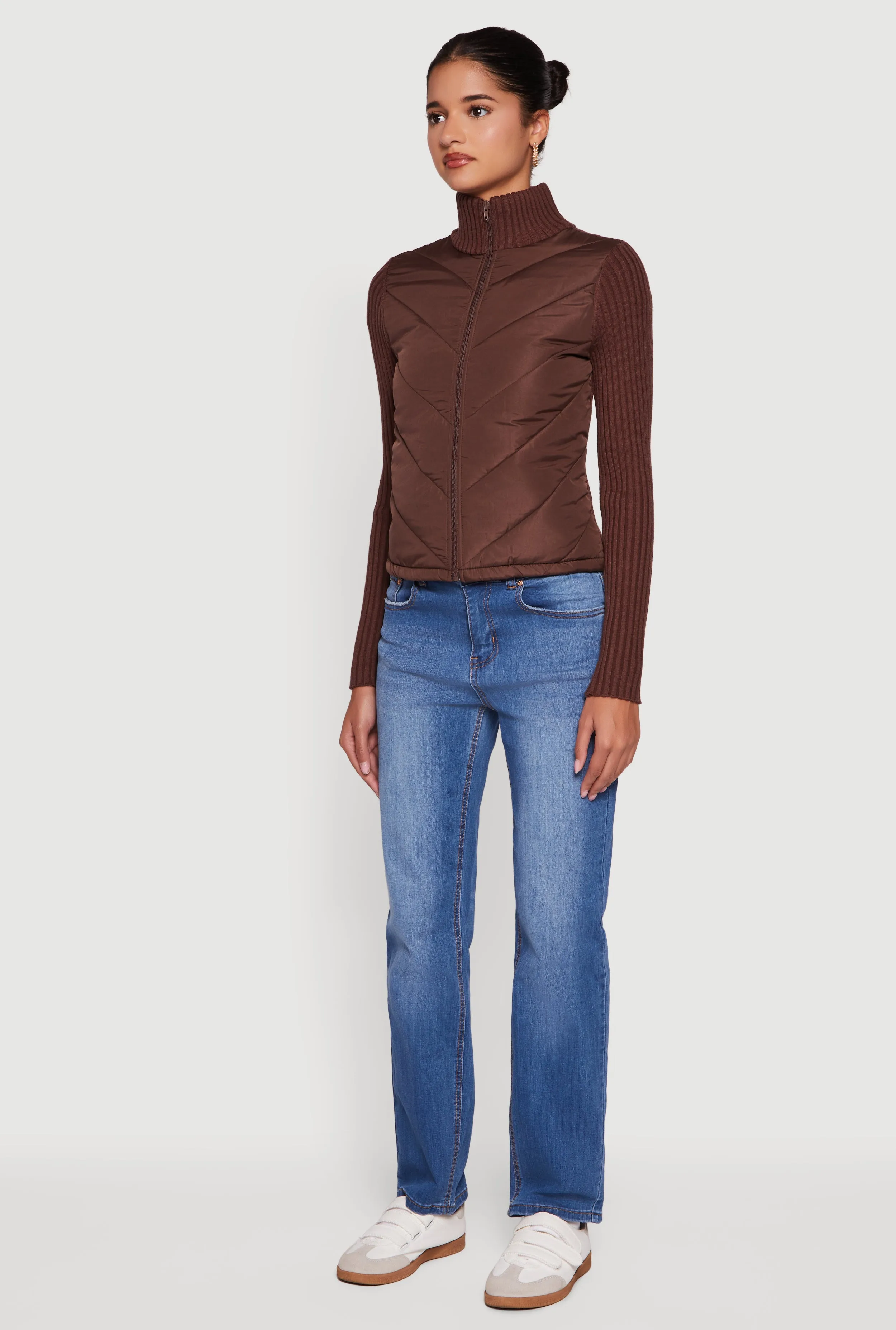 Quilted Puffer Jacket with Ribbed Knit Sleeves sold by Rainbow product image thumbnail 5