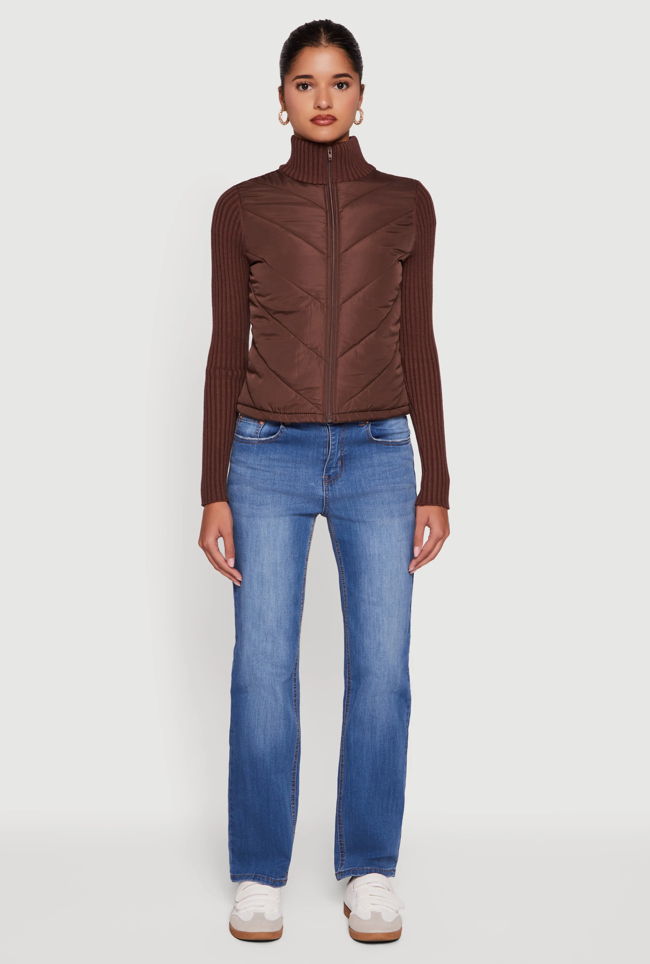 Quilted Puffer Jacket with Ribbed Knit Sleeves sold by Rainbow product image thumbnail 3