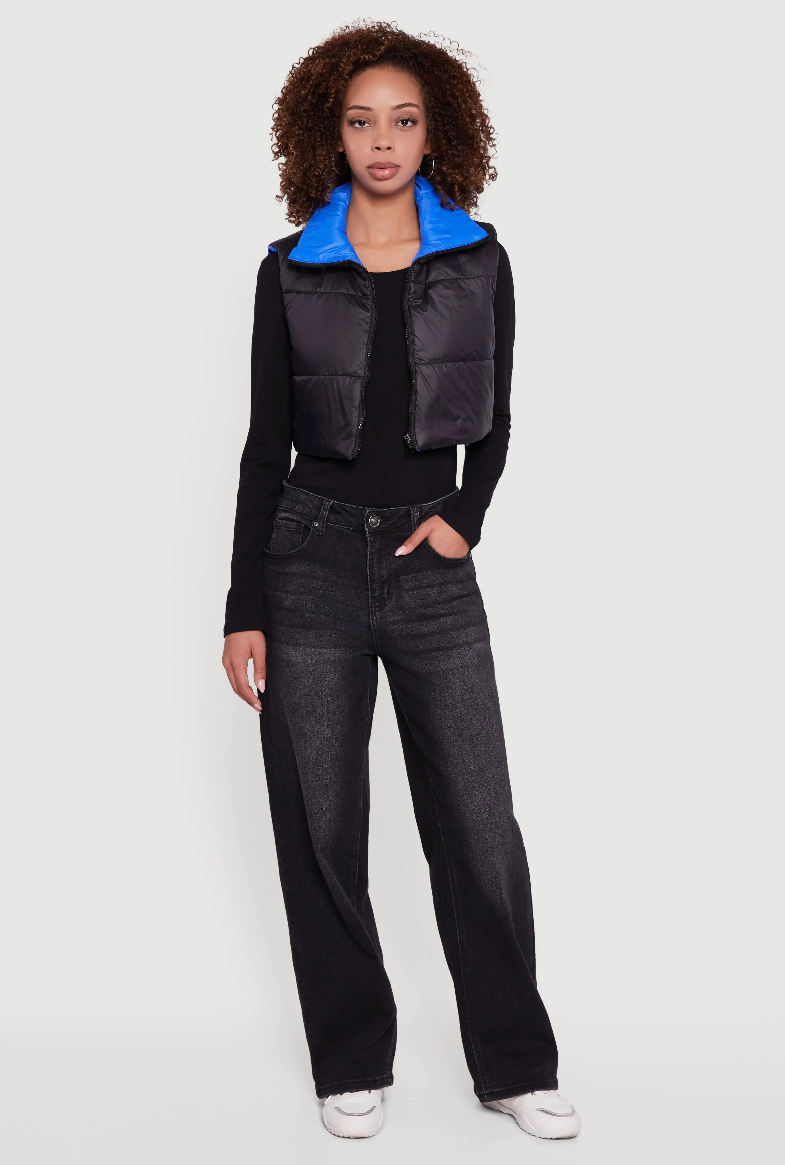 Color Blocked Drawstring Hem Puffer Vest sold by Rainbow product image thumbnail 3