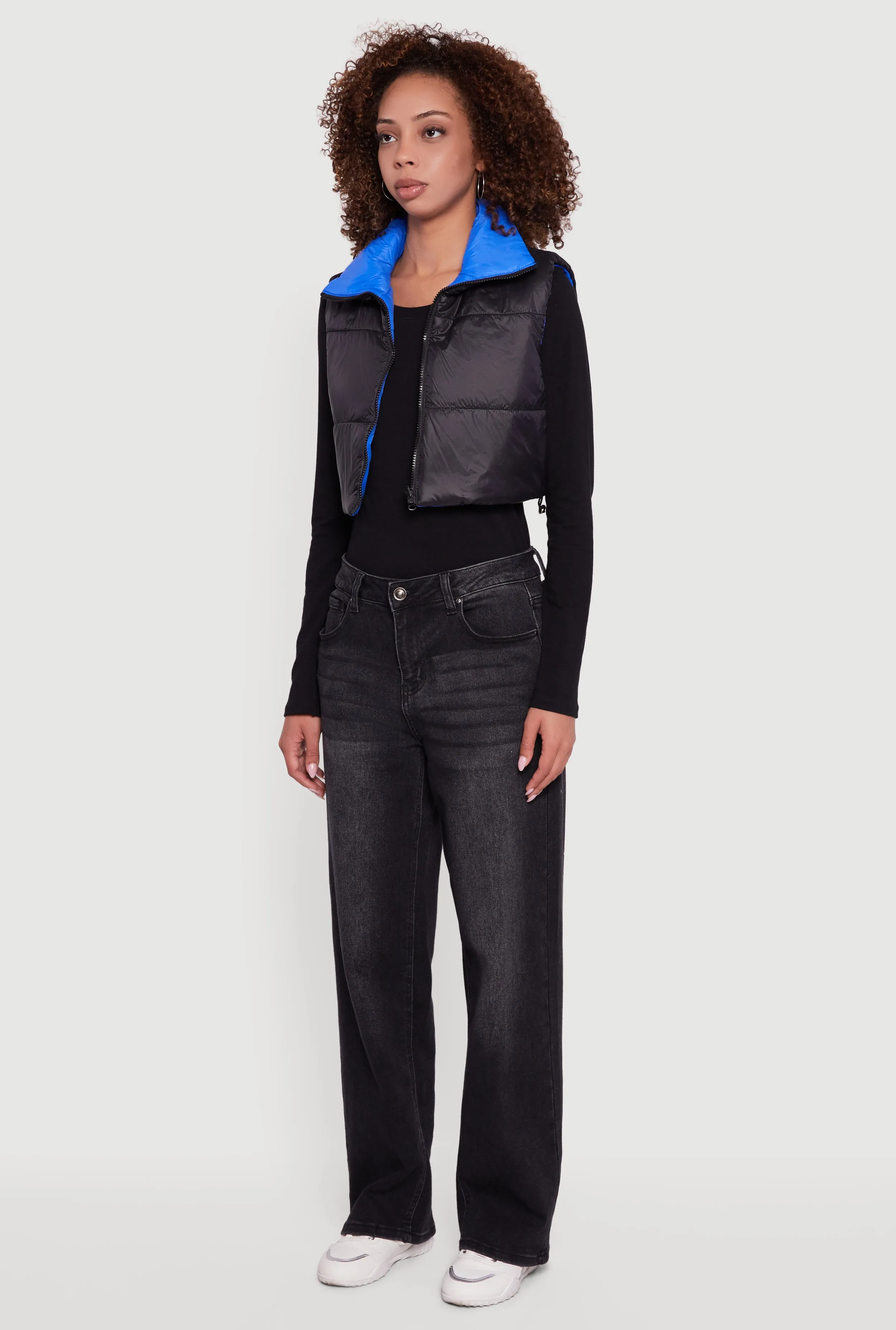 Color Blocked Drawstring Hem Puffer Vest sold by Rainbow product image thumbnail 5