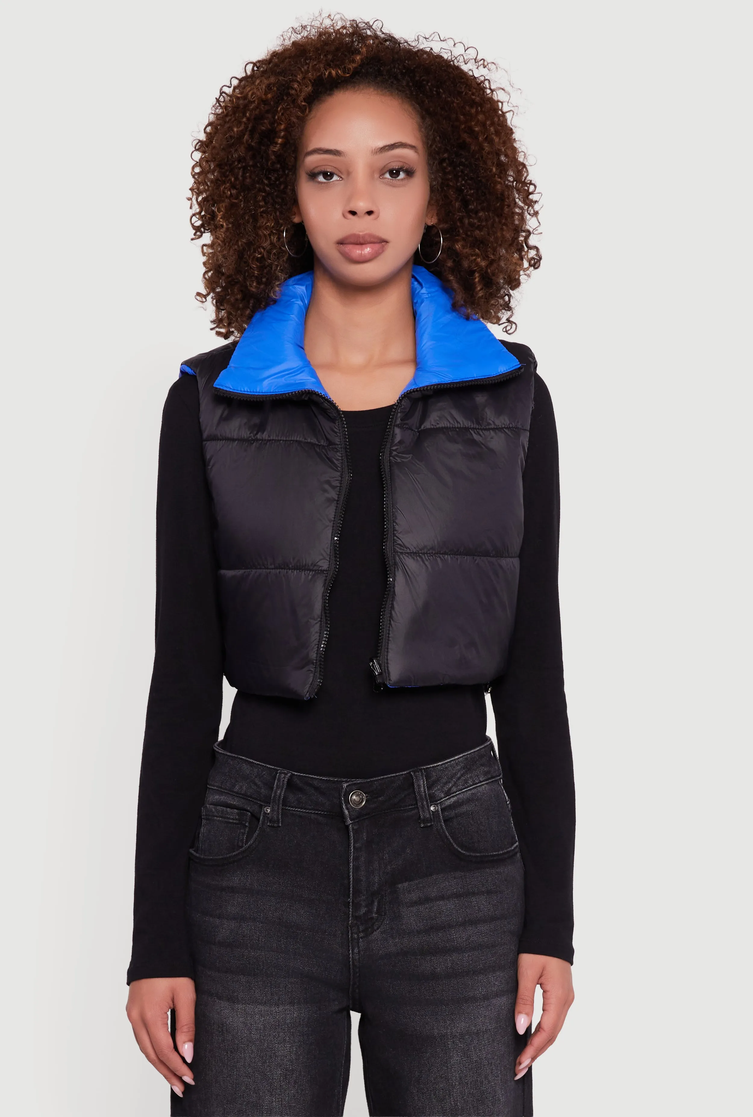 Color Blocked Drawstring Hem Puffer Vest sold by Rainbow product image thumbnail 2