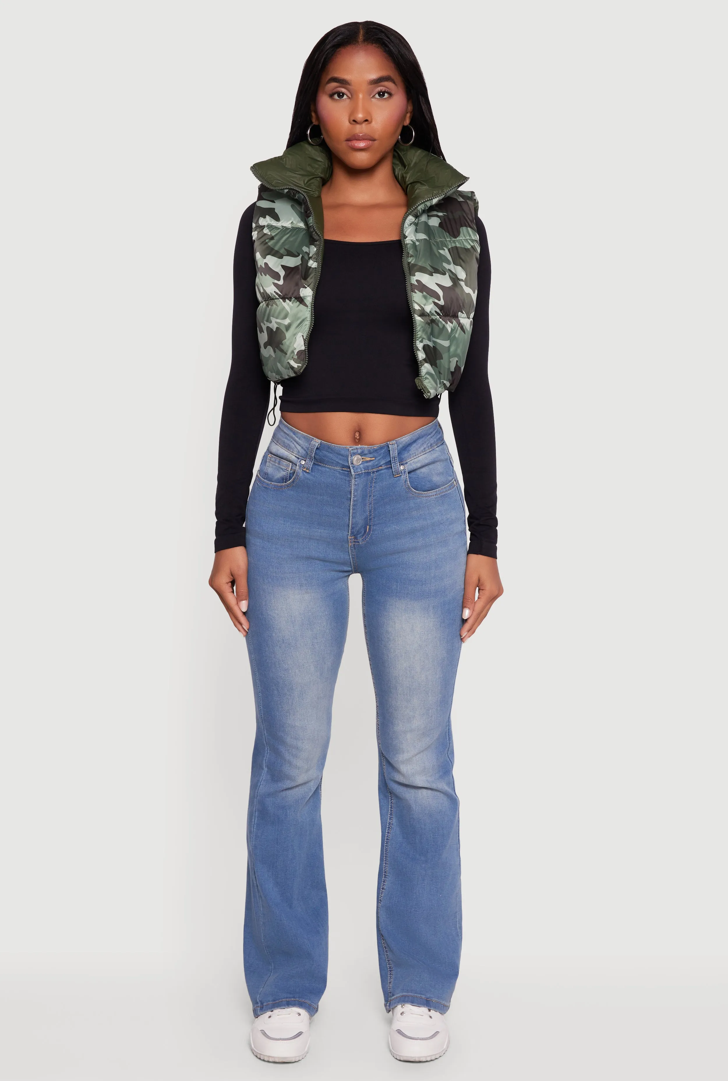 Color Blocked Drawstring Hem Puffer Vest sold by Rainbow product image thumbnail 3