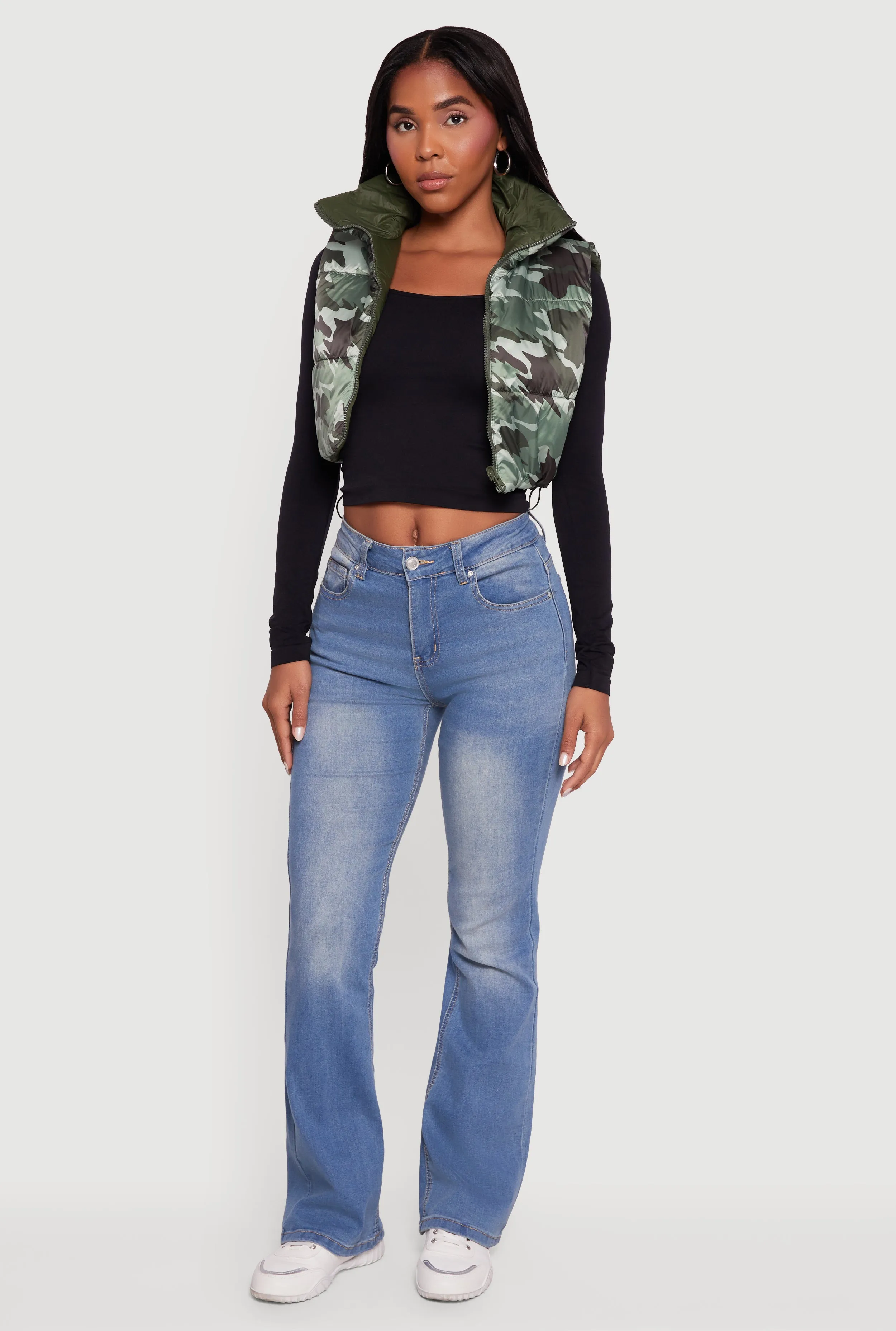 Color Blocked Drawstring Hem Puffer Vest sold by Rainbow