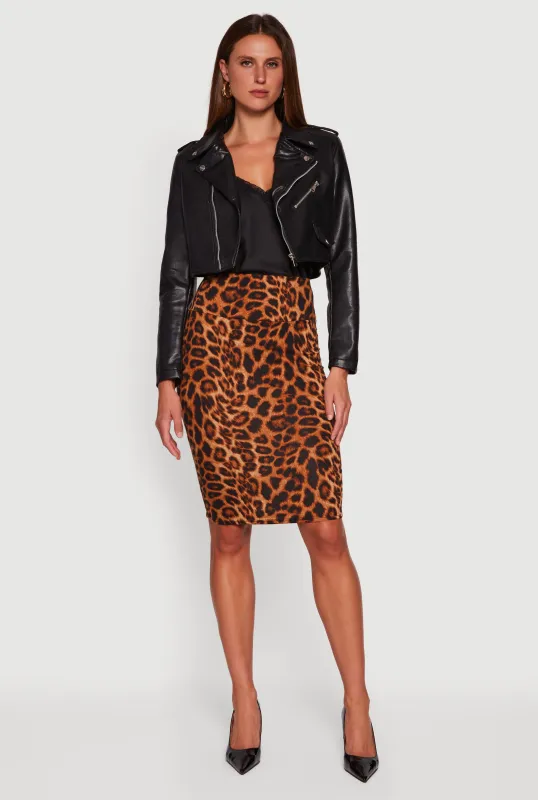Faux Leather Long Sleeve Cropped Moto Jacket sold by Rainbow