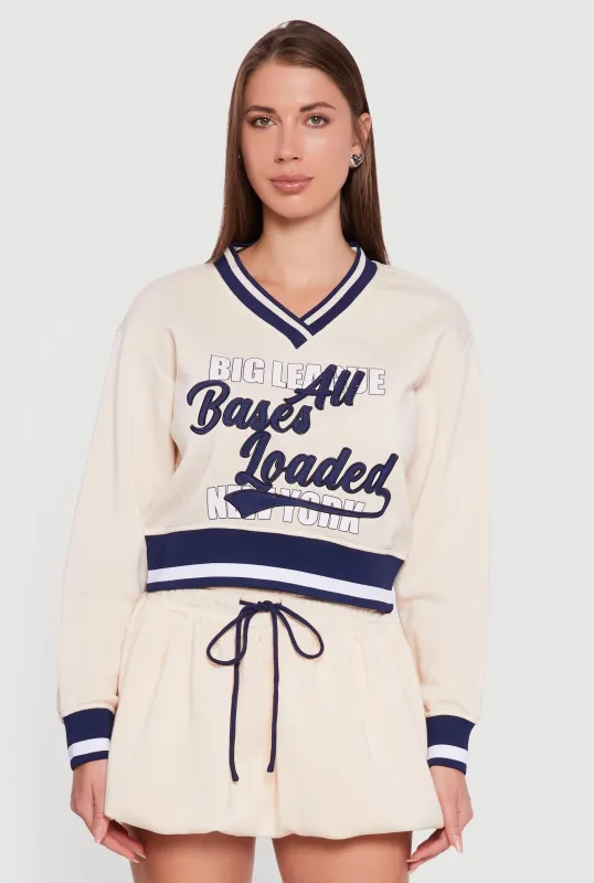 Graphic Print Contrast Trim Crop Sweatshirt sold by Rainbow