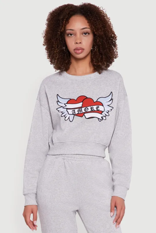 Graphic Print Fleece Lined Pullover Sweatshirt sold by Rainbow