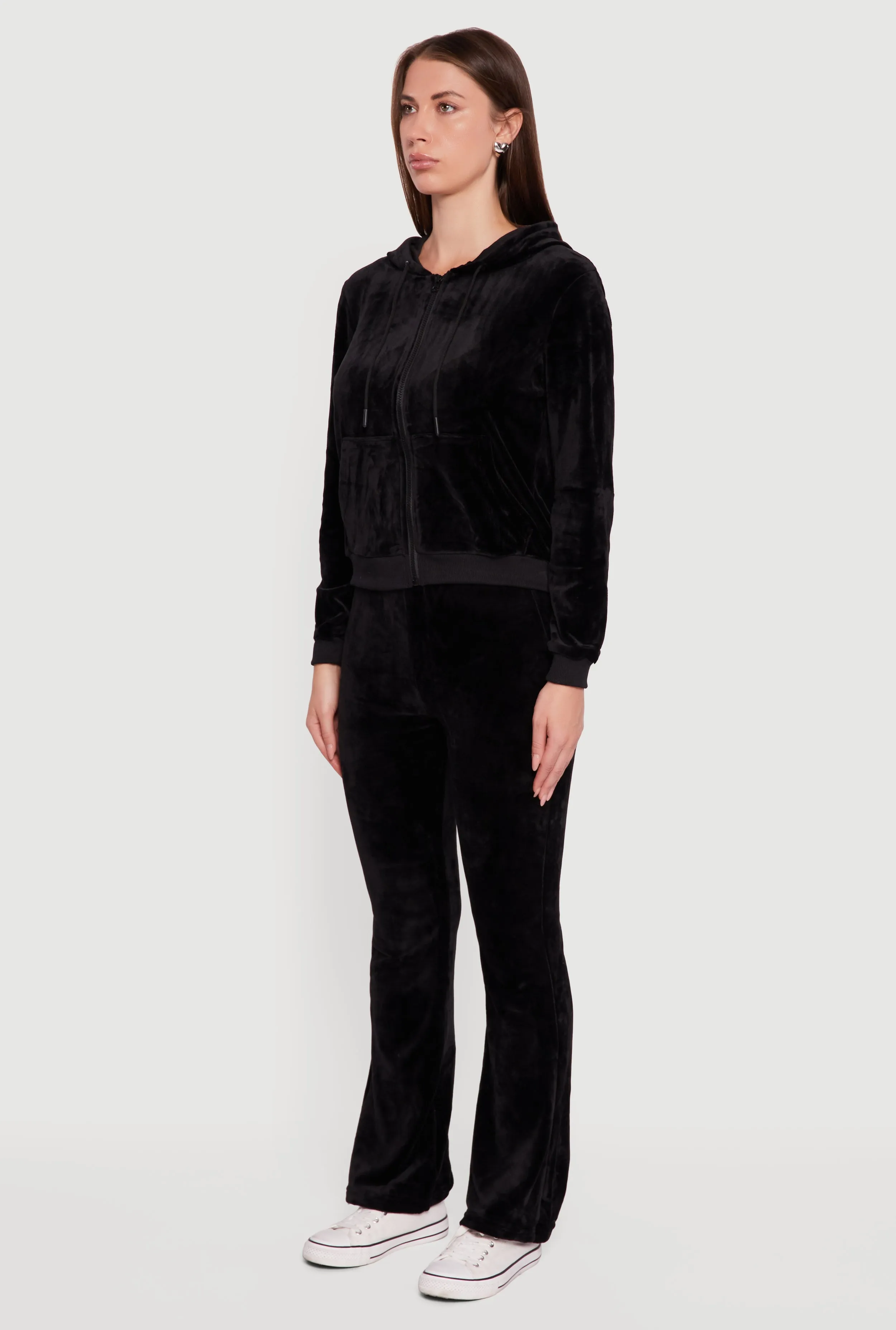Velour Zip Front Drawstring Hoodie sold by Rainbow product image thumbnail 5