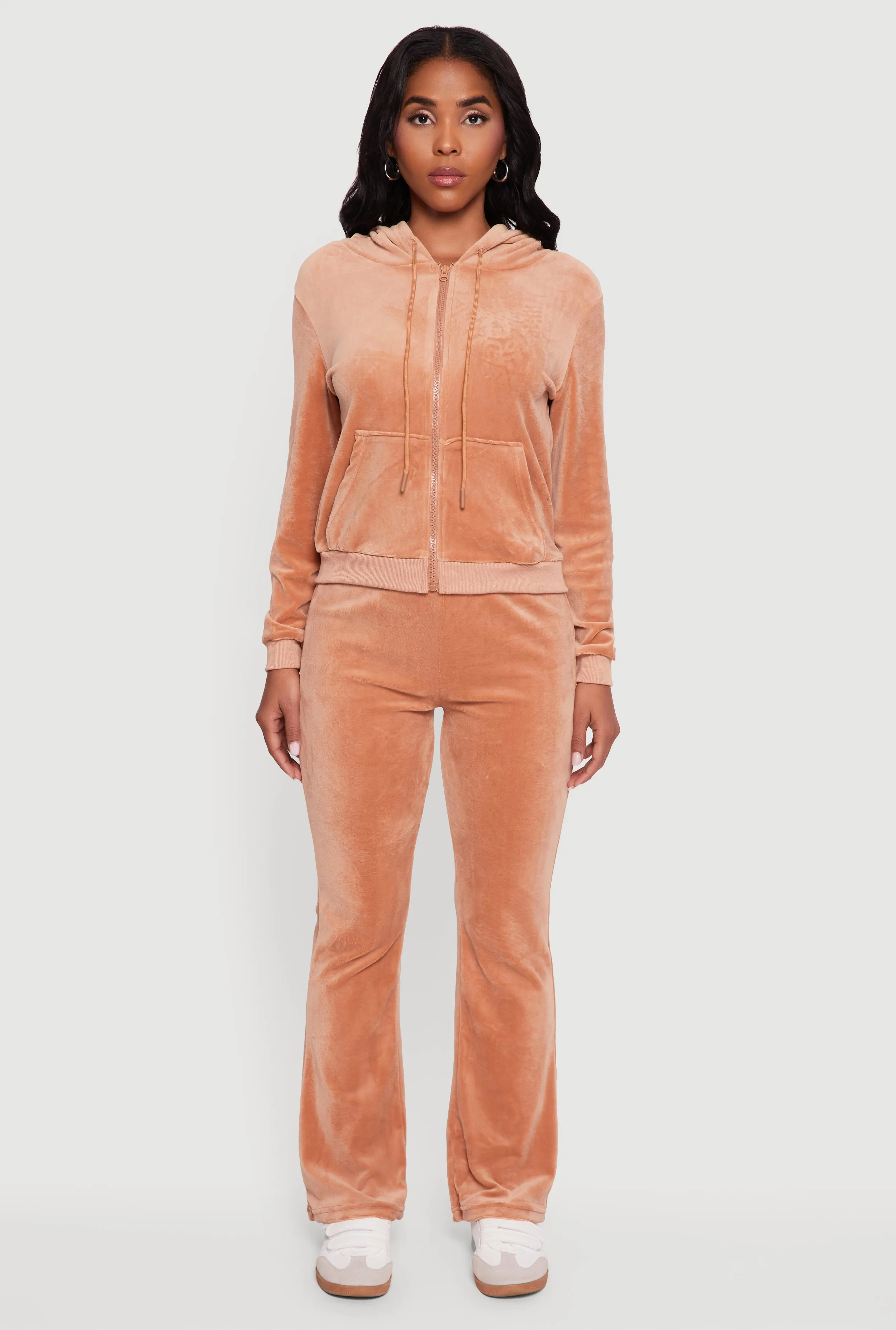Velour Zip Front Drawstring Hoodie sold by Rainbow product image thumbnail 3