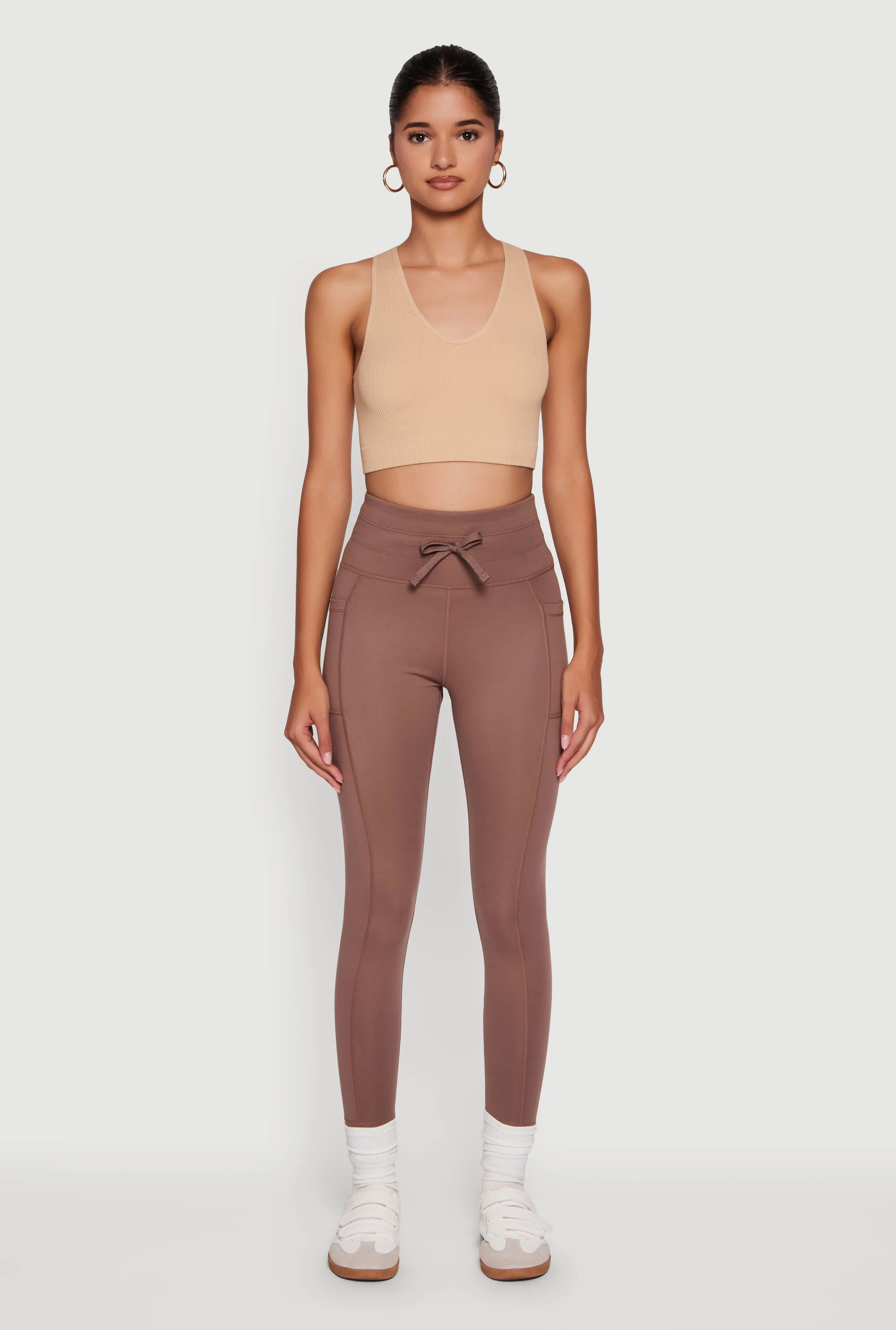 High Waisted Drawstring Leggings with Side Pockets sold by Rainbow product image thumbnail 2