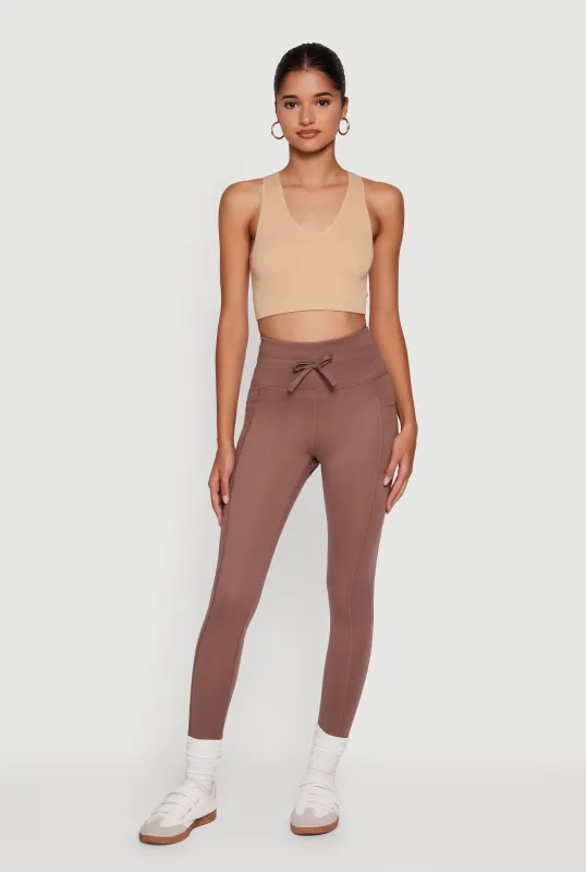 High Waisted Drawstring Leggings with Side Pockets sold by Rainbow