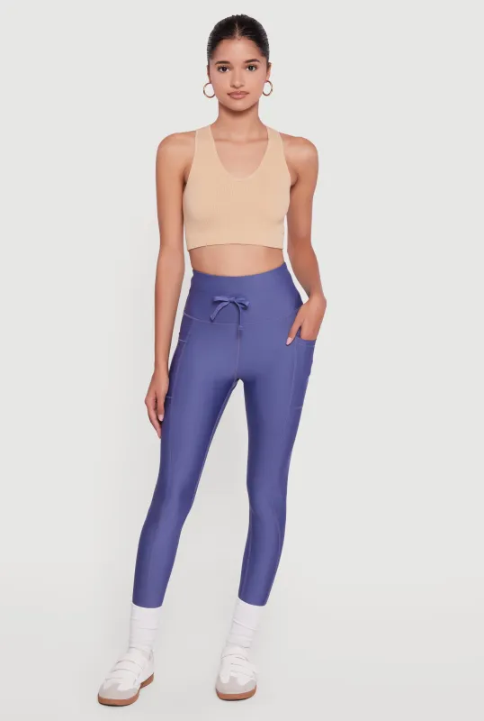 High Waisted Drawstring Leggings with Pockets sold by Rainbow