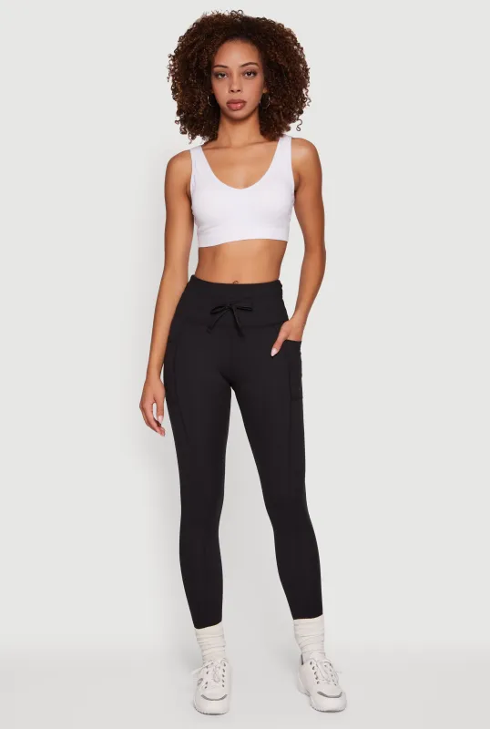 High Waisted Drawstring Leggings with Side Pockets sold by Rainbow