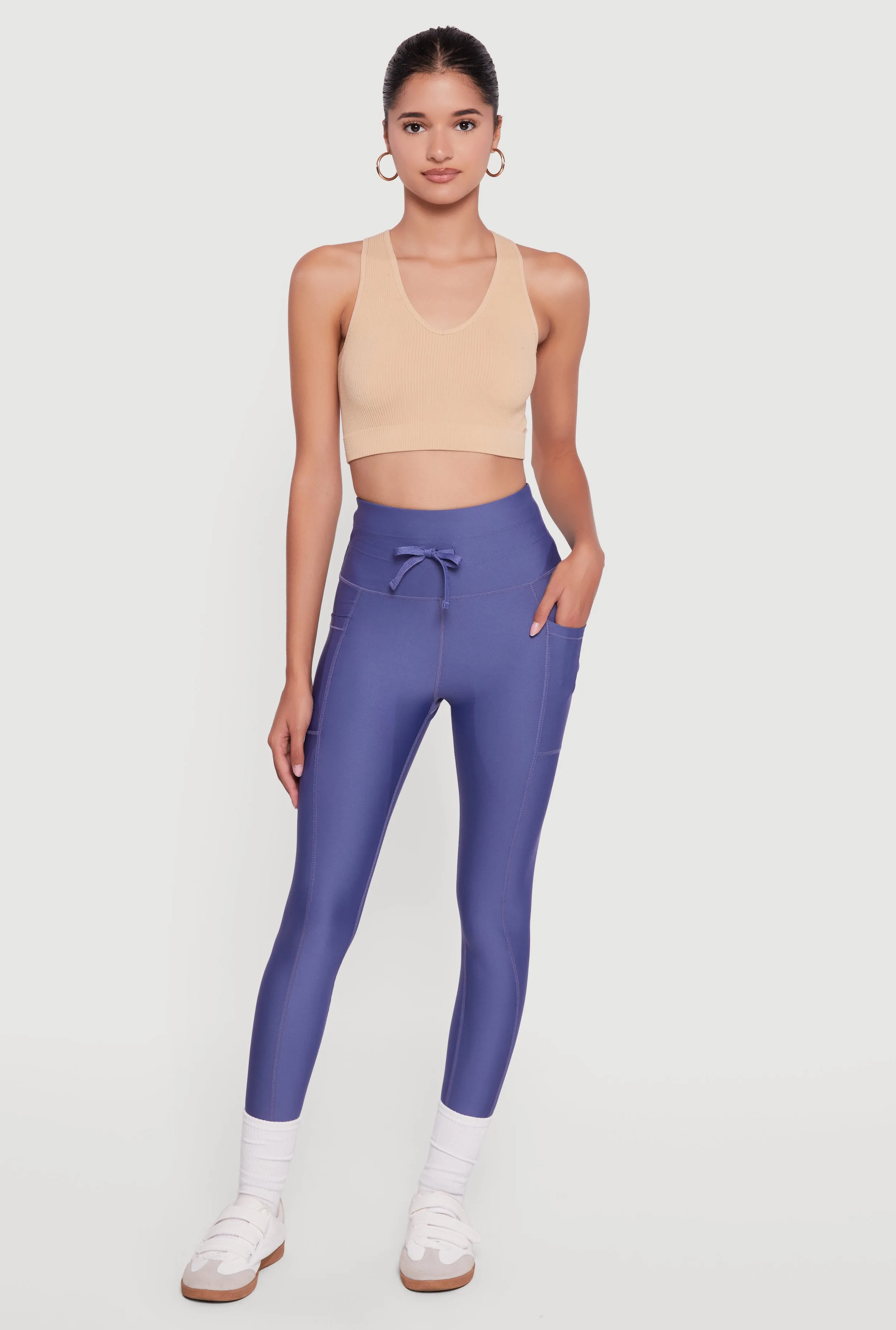 High Waisted Drawstring Leggings with Pockets sold by Rainbow product image thumbnail 2