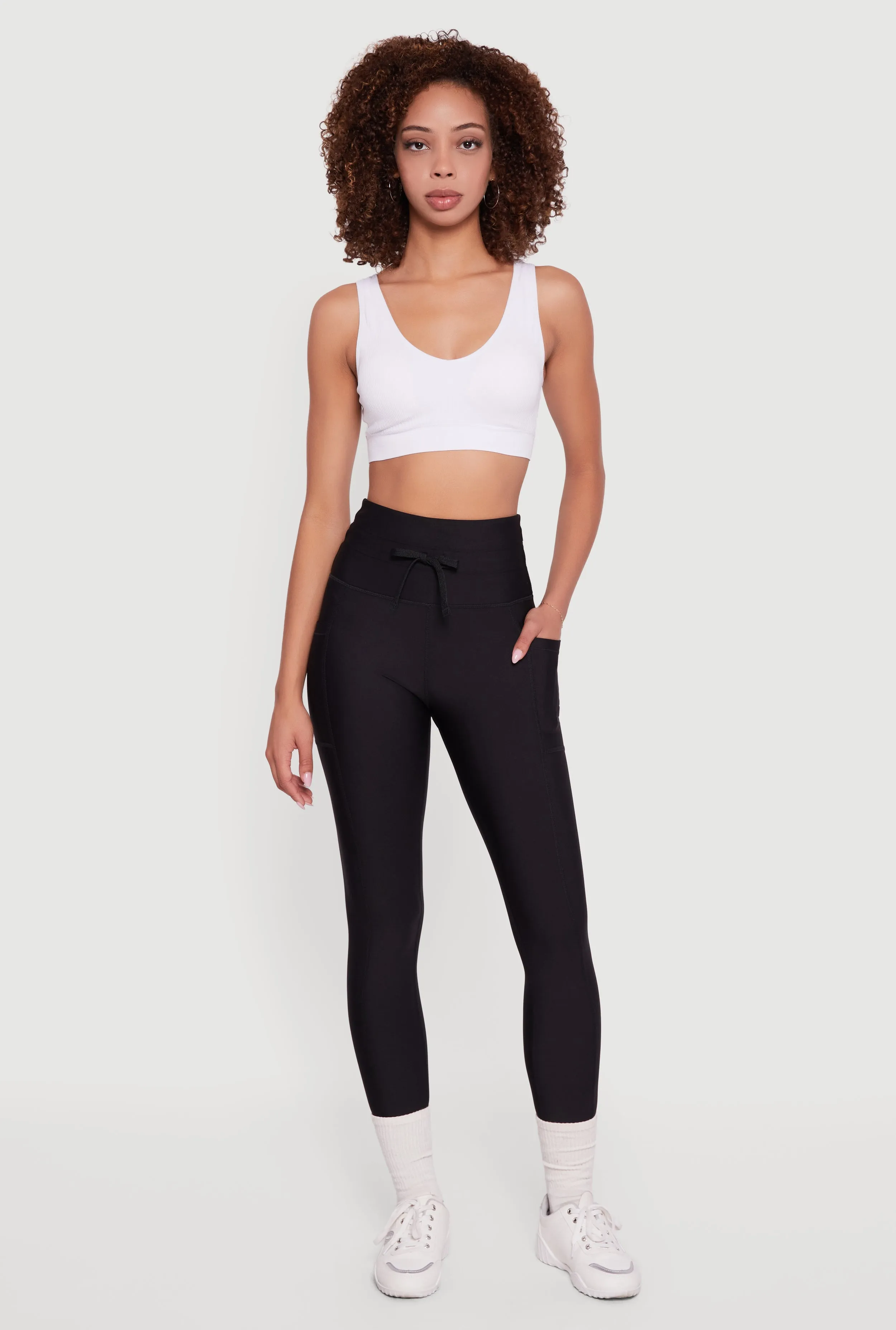 High Waisted Drawstring Leggings with Pockets sold by Rainbow