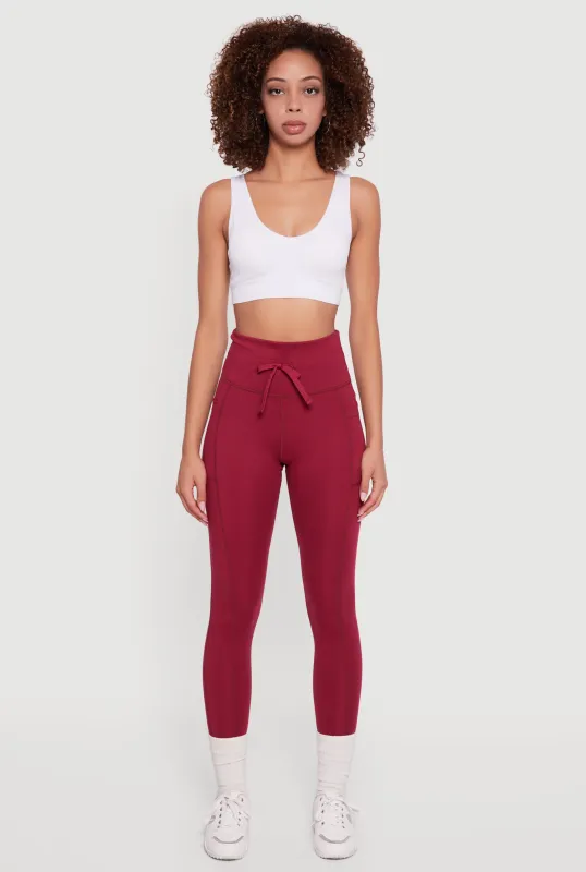 High Waisted Drawstring Leggings with Side Pockets sold by Rainbow