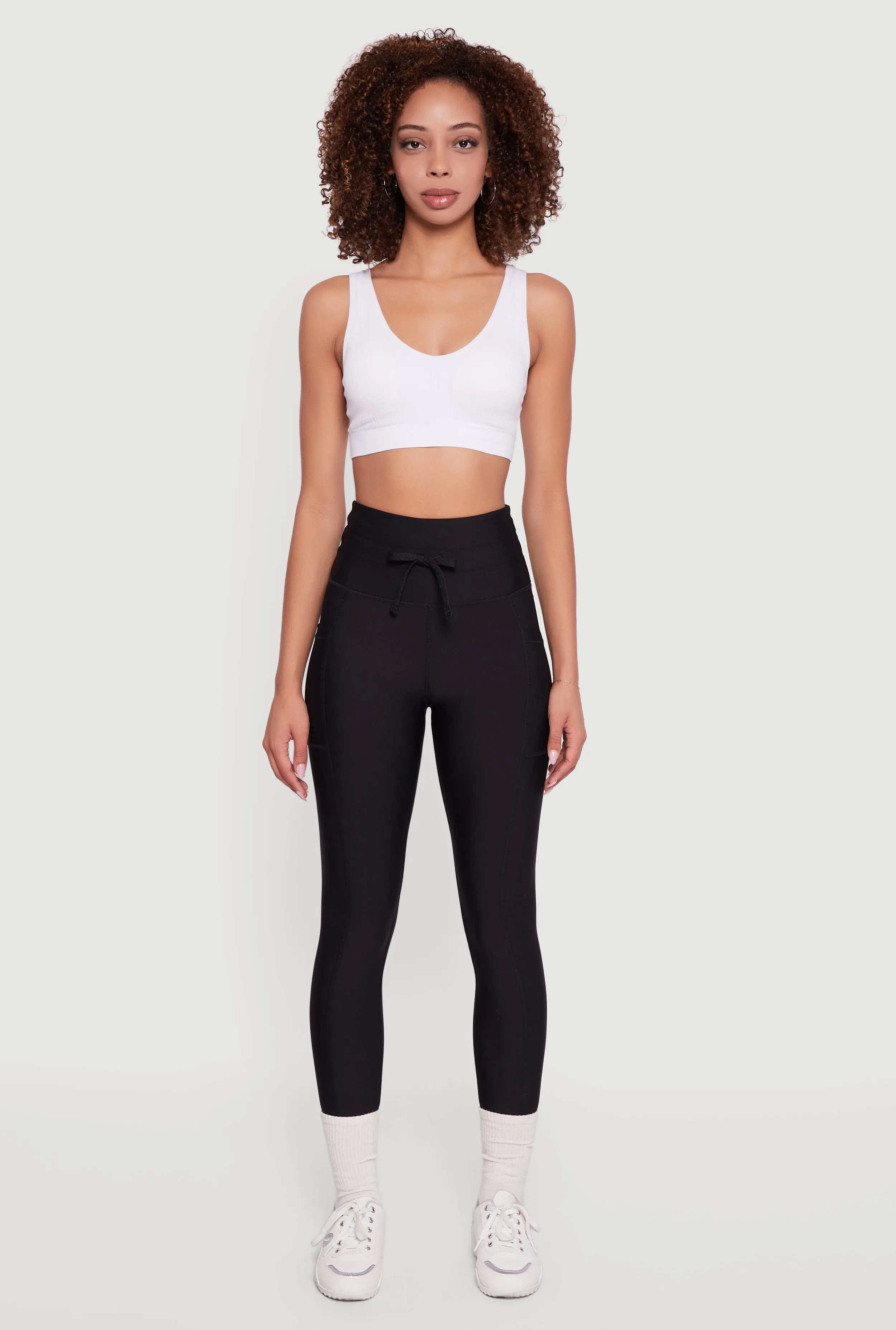 High Waisted Drawstring Leggings with Pockets sold by Rainbow product image thumbnail 2