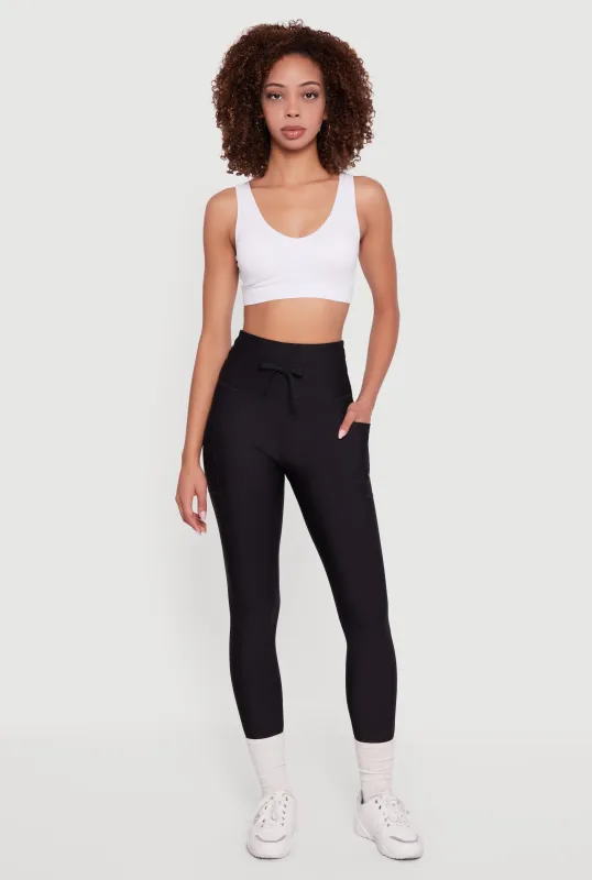 High Waisted Drawstring Leggings with Pockets sold by Rainbow