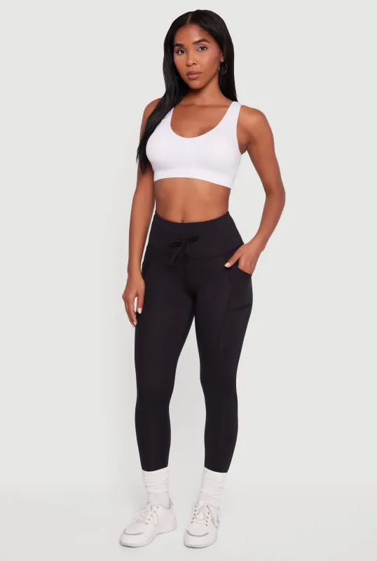 Drawstring Waist Leggings with Cell Phone Pockets sold by Rainbow