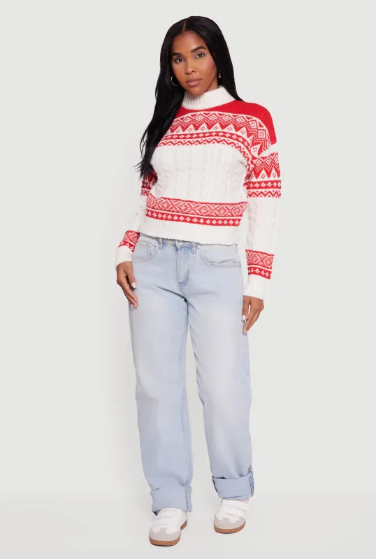 Almost Famous Fair Isle Cropped Pullover Sweater sold by Rainbow