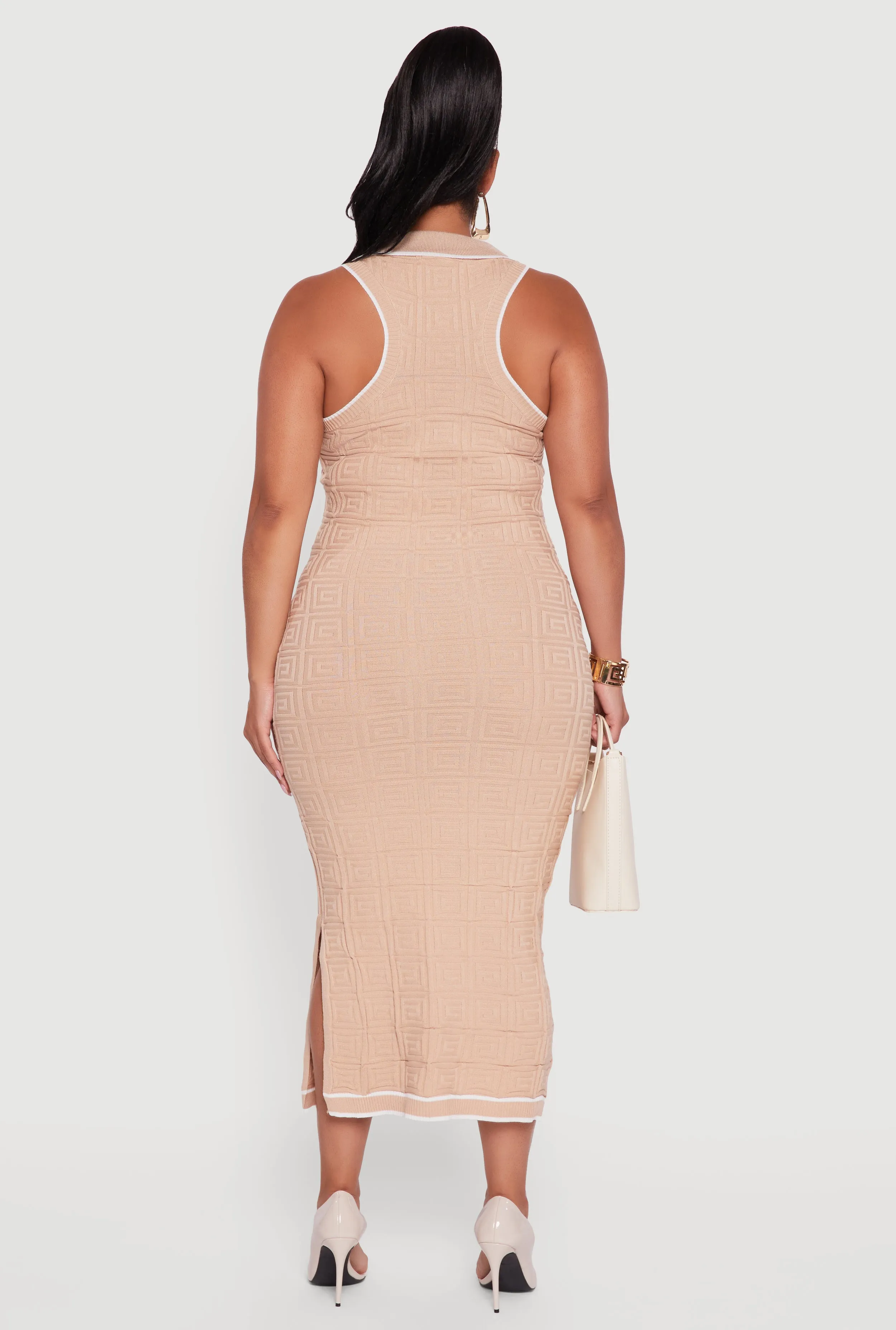 Plus Size Contrast Trim Greek Key Patterned Midi Dress sold by Rainbow product image thumbnail 5