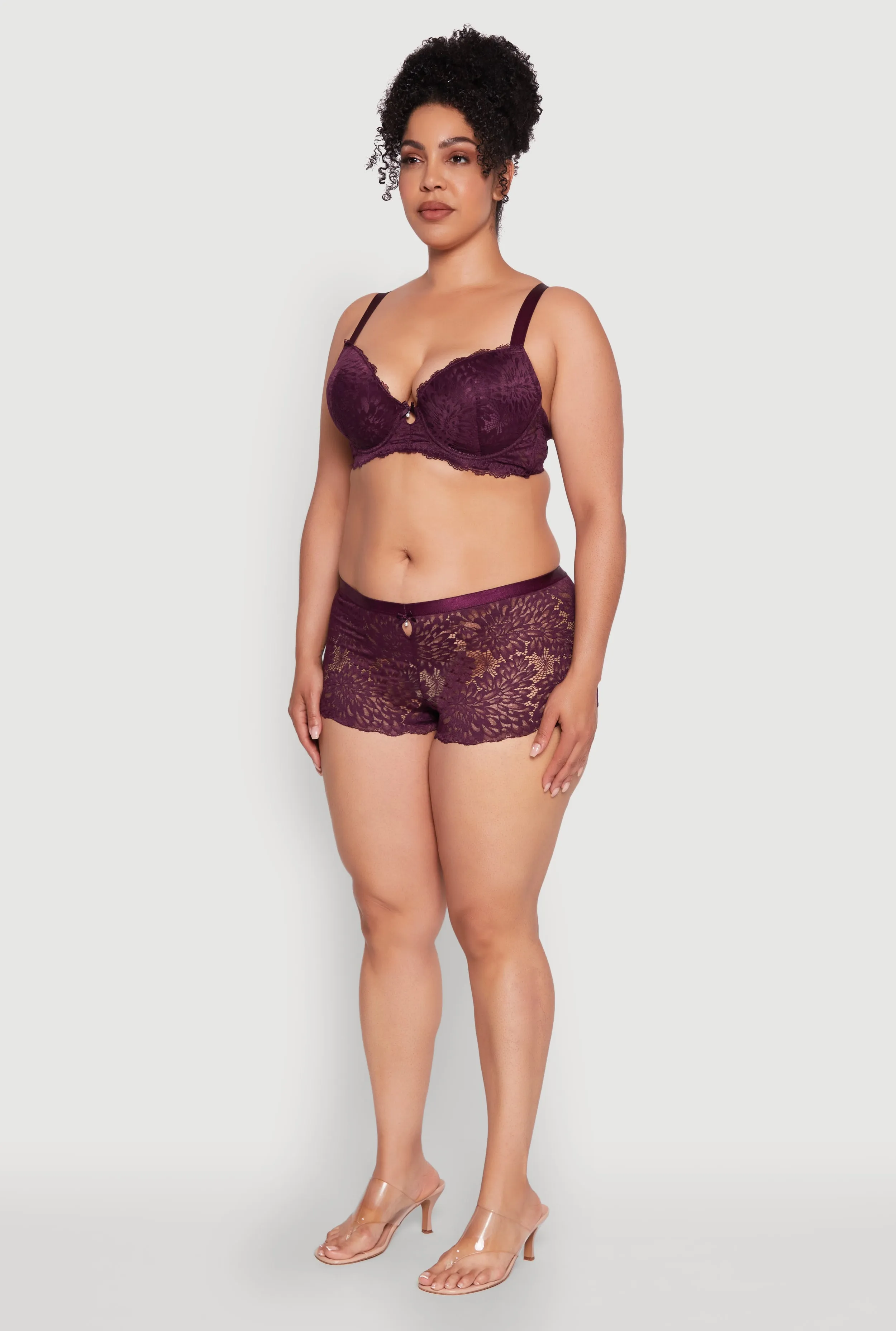 Plus Size Lace Push Up Plunge Bra with Keyhole Detail sold by Rainbow product image thumbnail 5