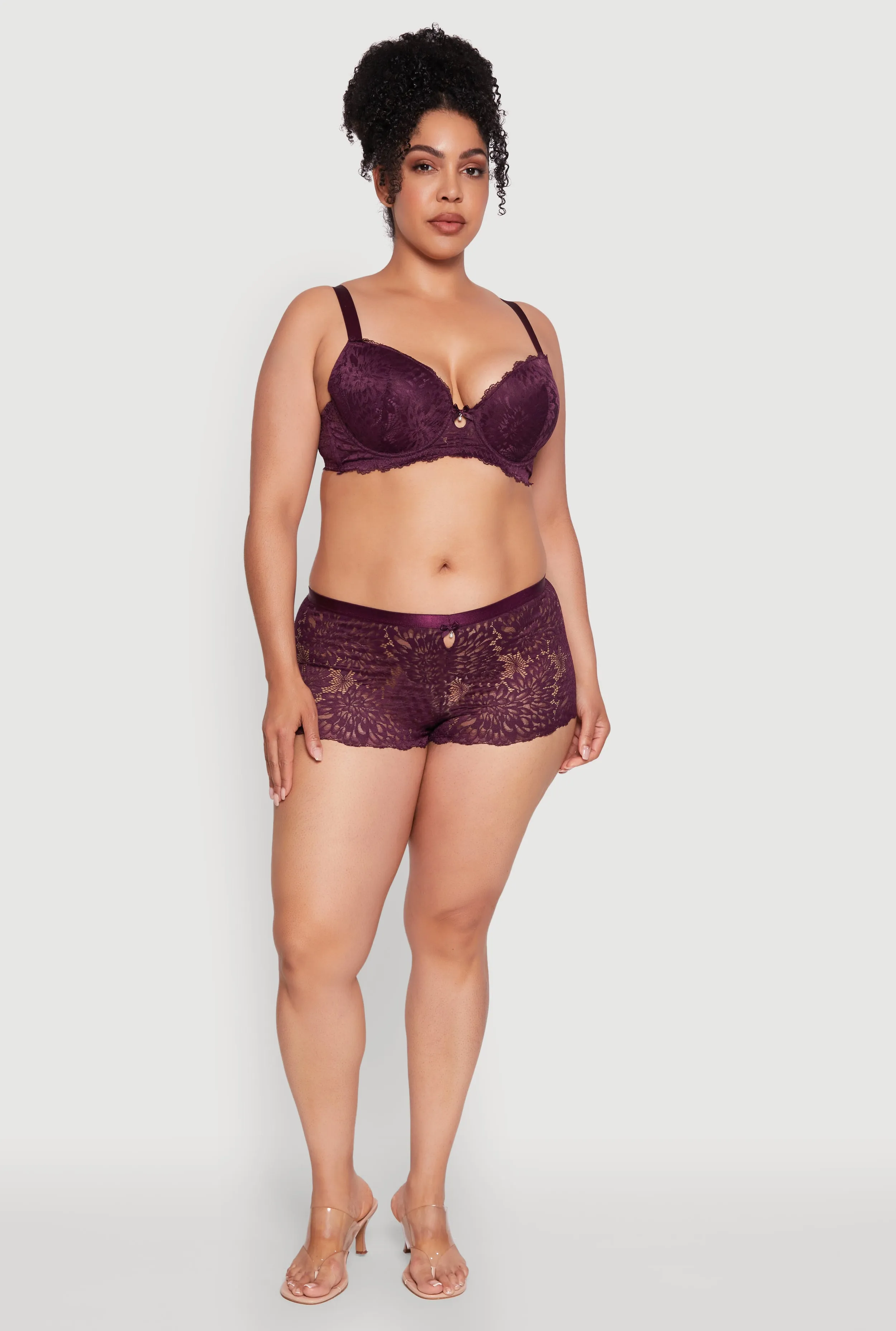 Plus Size Lace Push Up Plunge Bra with Keyhole Detail sold by Rainbow product image thumbnail 2